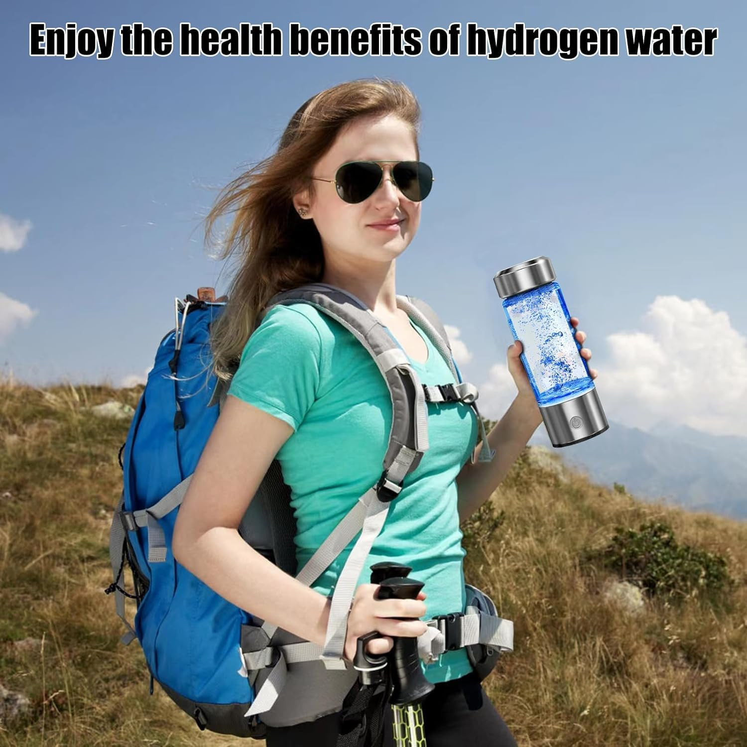Botella Agua Hidrogenada Generador Recargable Portatil Vidrio Ionizador Agua