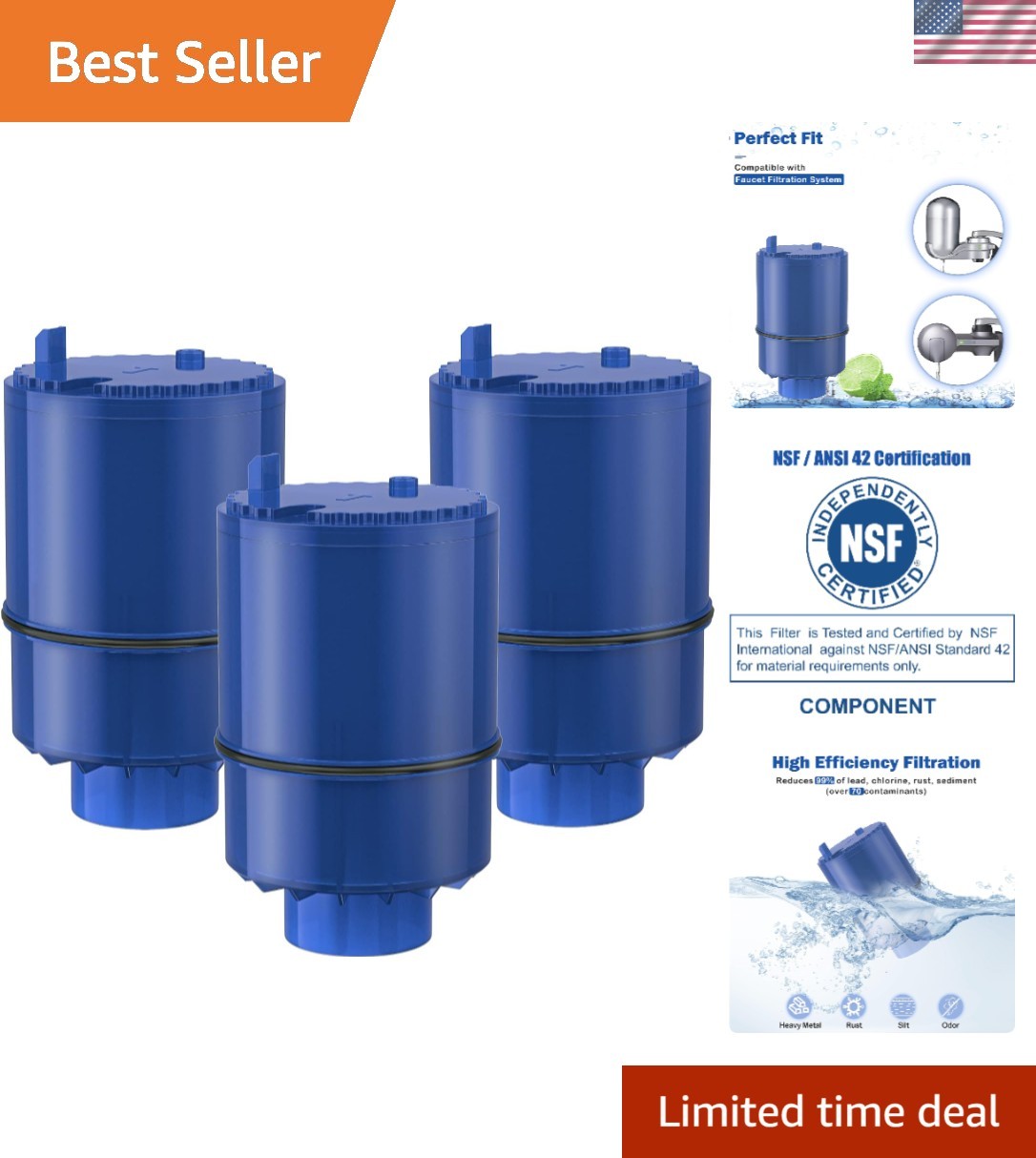 PUR Water Filter Replacement 3-Pack – Reduces 99% Impurities for Healthier Water