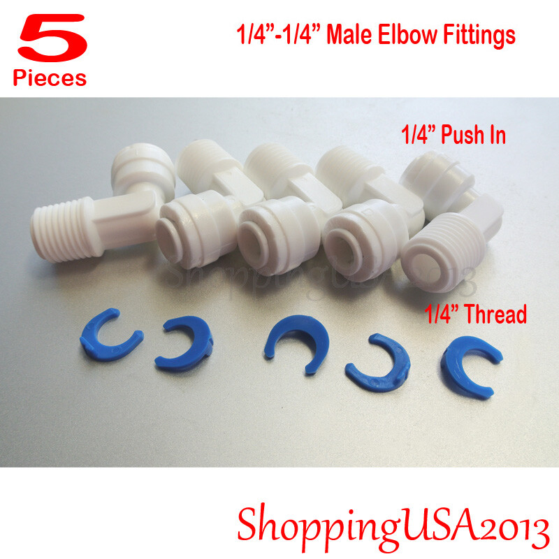 5 Pcs 1/4″-1/4″ Male Elbow Fitting Connector Connection Water Filters/RO system