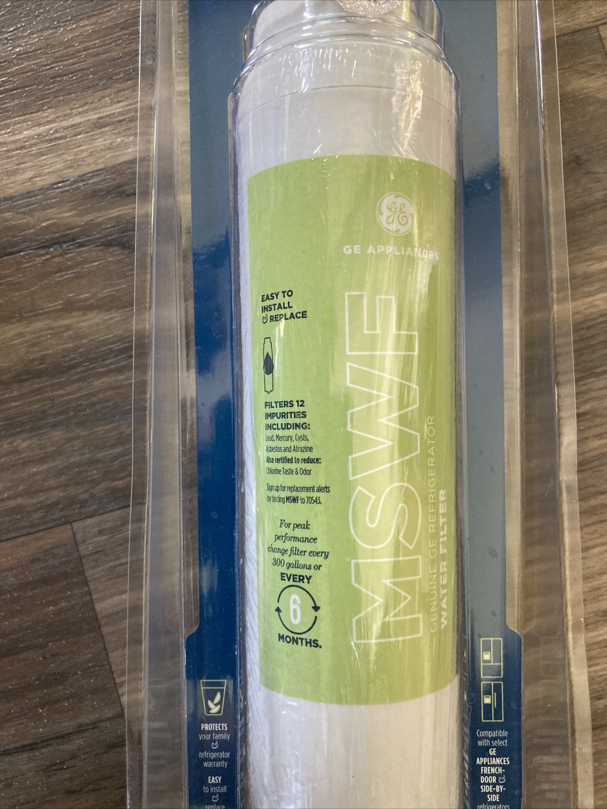 GE Refrigerator Water Filter MSWF 6 months Removes 99% Lead, Reduces 12 impurity