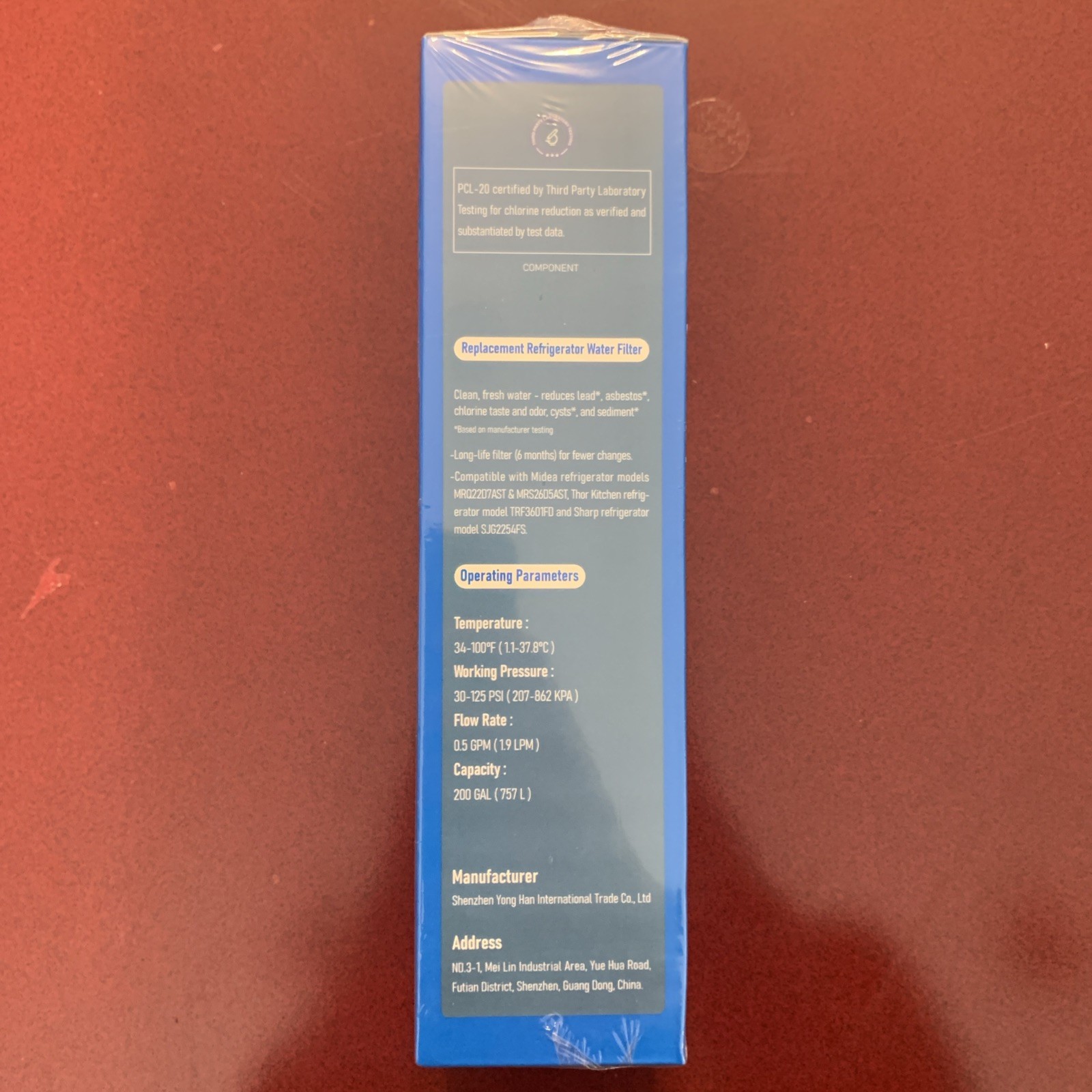 Percola PCL-20 Refrigerator Water Filter NEW SEALED In Box