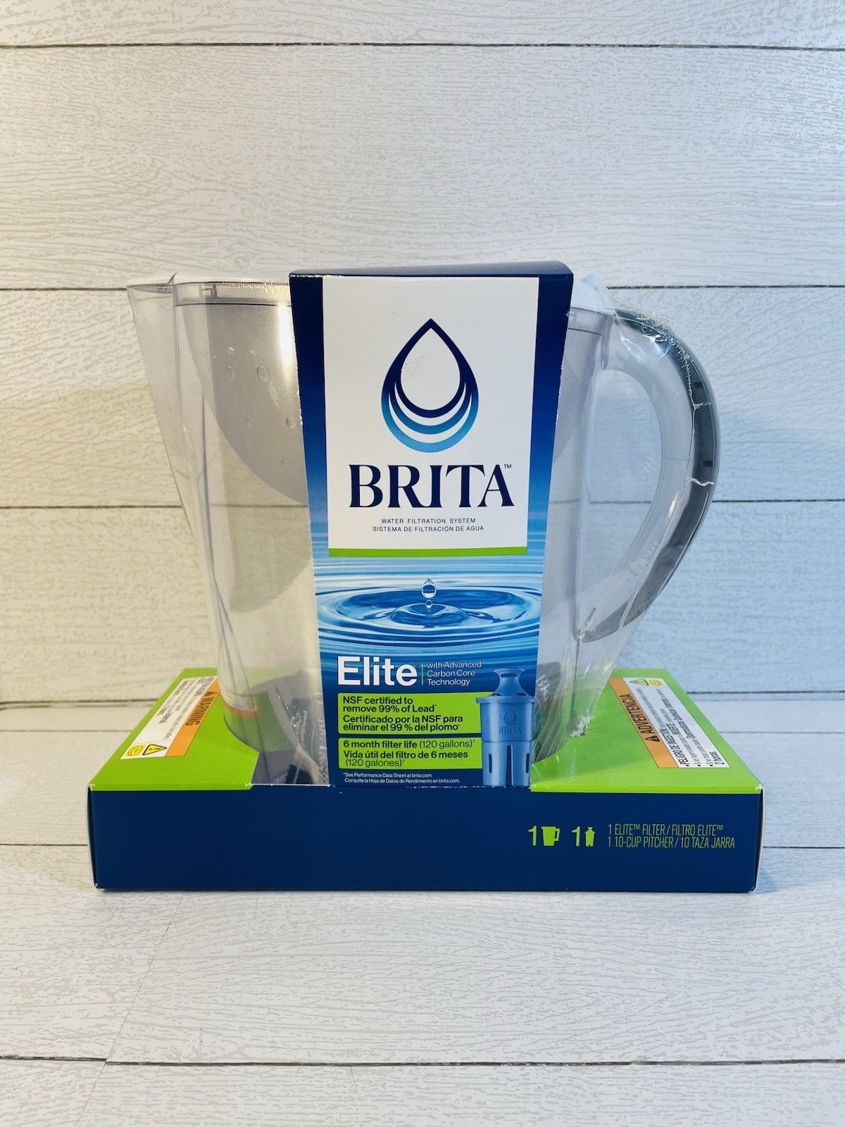Brita Large 10 Cup Water Filter Pitcher W/ Brita Elite Filter White NEW SEALED