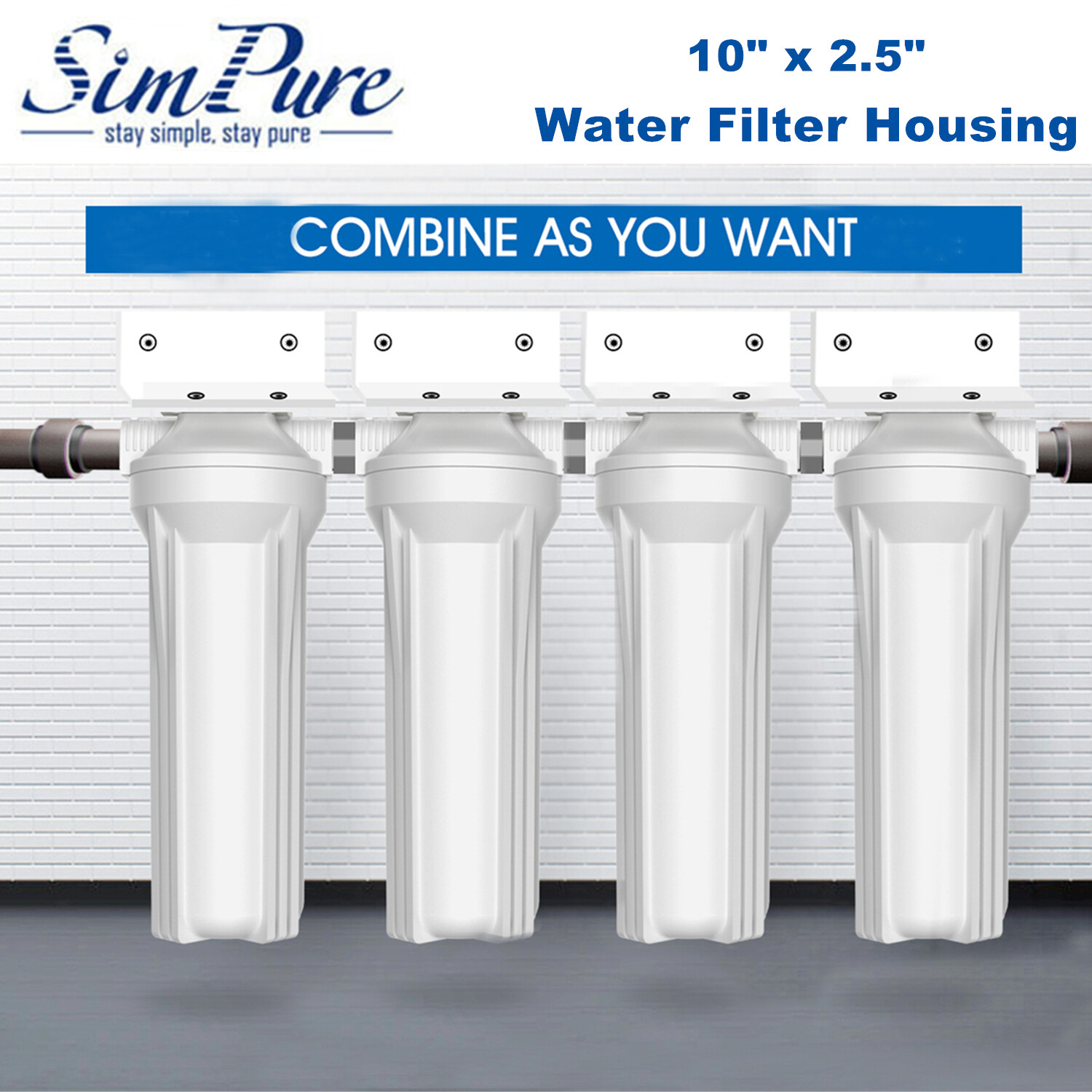 10 Inch Whole House Water Filter Housing Filtration System 2PCS CTO Carbon Block