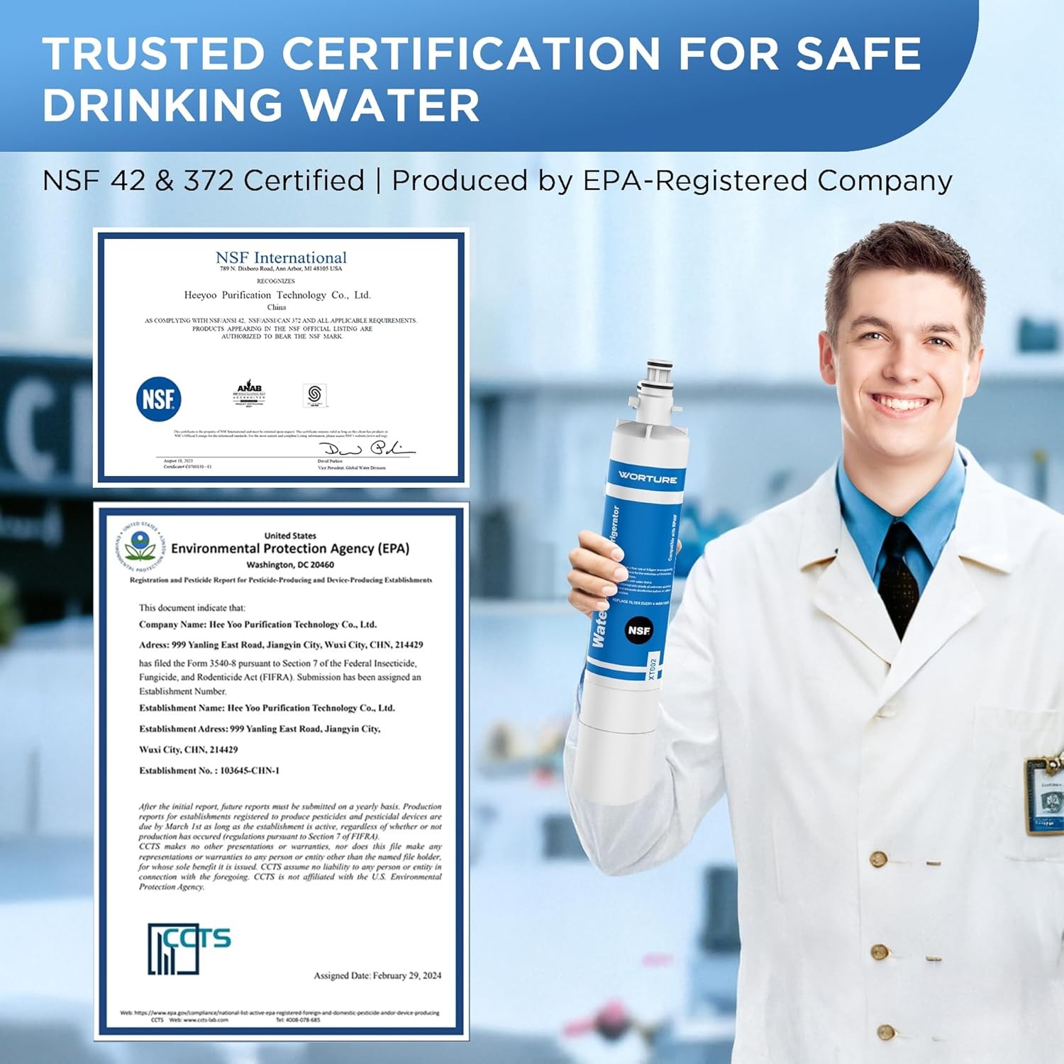 NSF 42 Certified Refrigerator Water Filter Replacement GE Fridges RPWF, NO CHIP