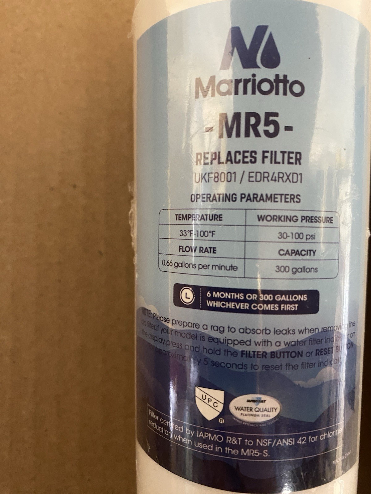 New 2-Marriotto MR5 Water Filters Replaces UKF8001 / EDR4RDX1