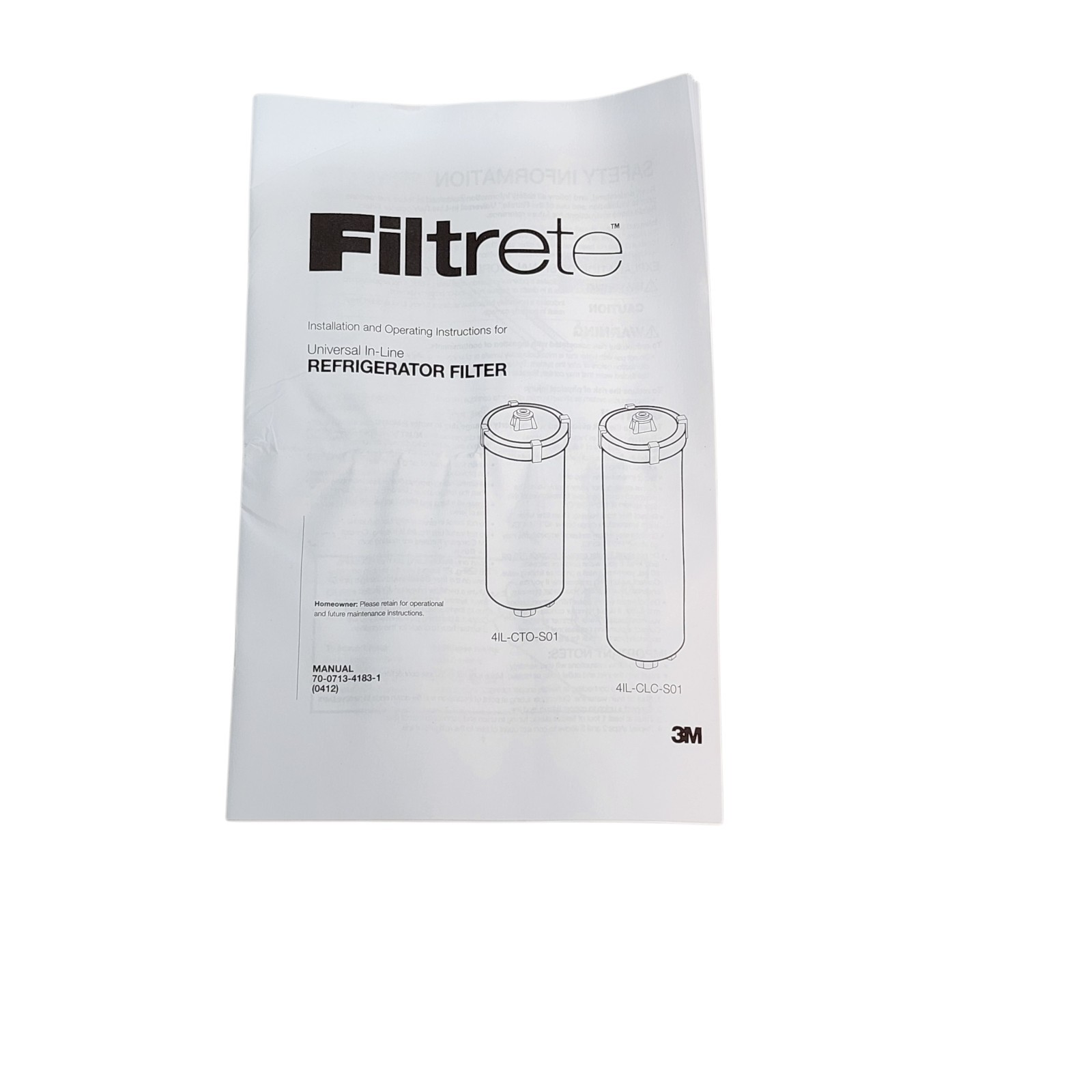 3M Filtrete Universal In Line Refrigerator Water Filter 6 Months 4IL-CTO-S01