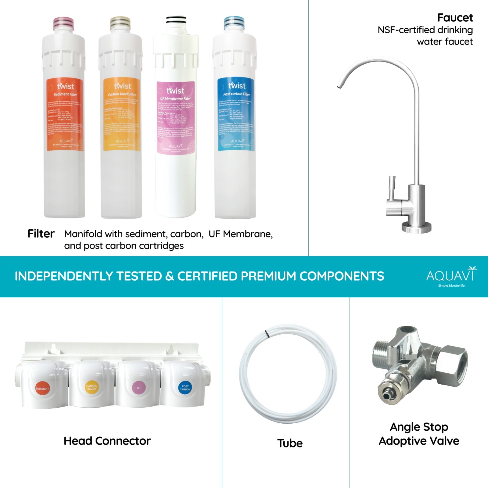 AQUAVI Twist 4Stage Ultra-Filtration Alkaline Under-Sink Water Filtration System