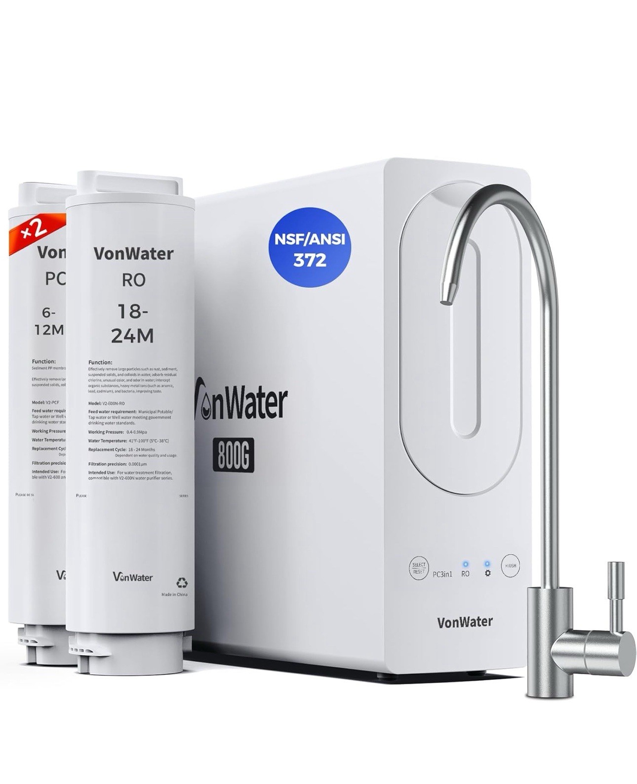 800GPD Tankless Reverse Osmosis Water Filter System high Flow UnderSink-VonWater