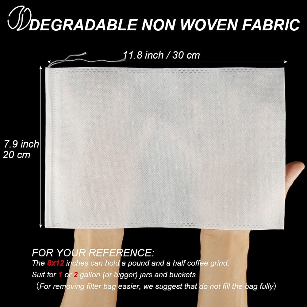 50pcs No Mess Large Cold Brew Bags, 8×12 inch Disposable inch, White