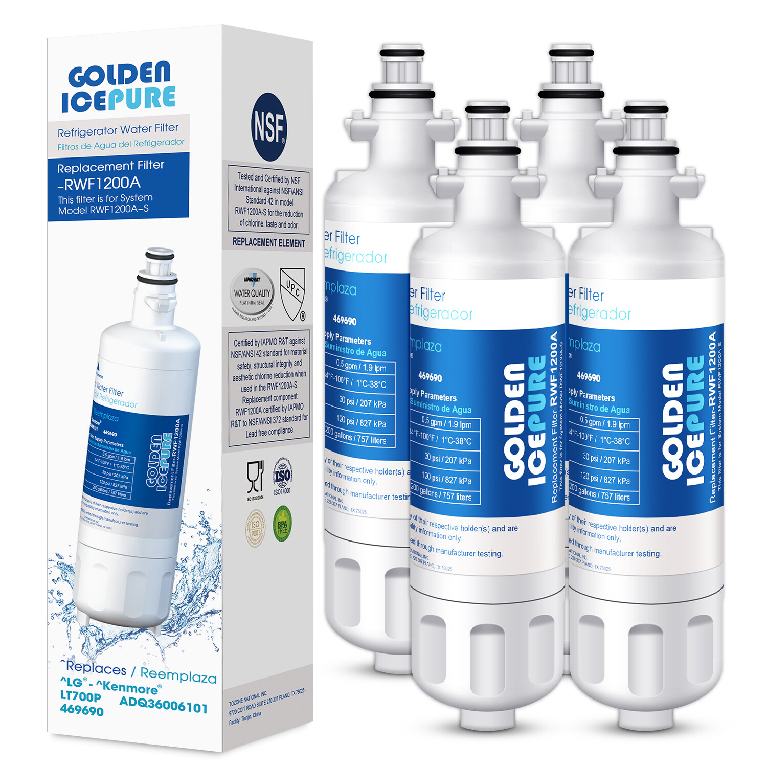 4PACK Fit For LG LT700P ADQ36006101 kenmore 469690 rwf1200A Water Filter