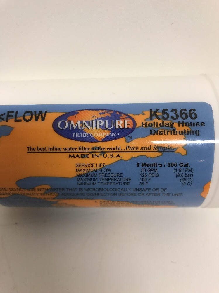 OmniPure Flow Inline Filter Chlorine Taste Odor K5366 USA 6 Month