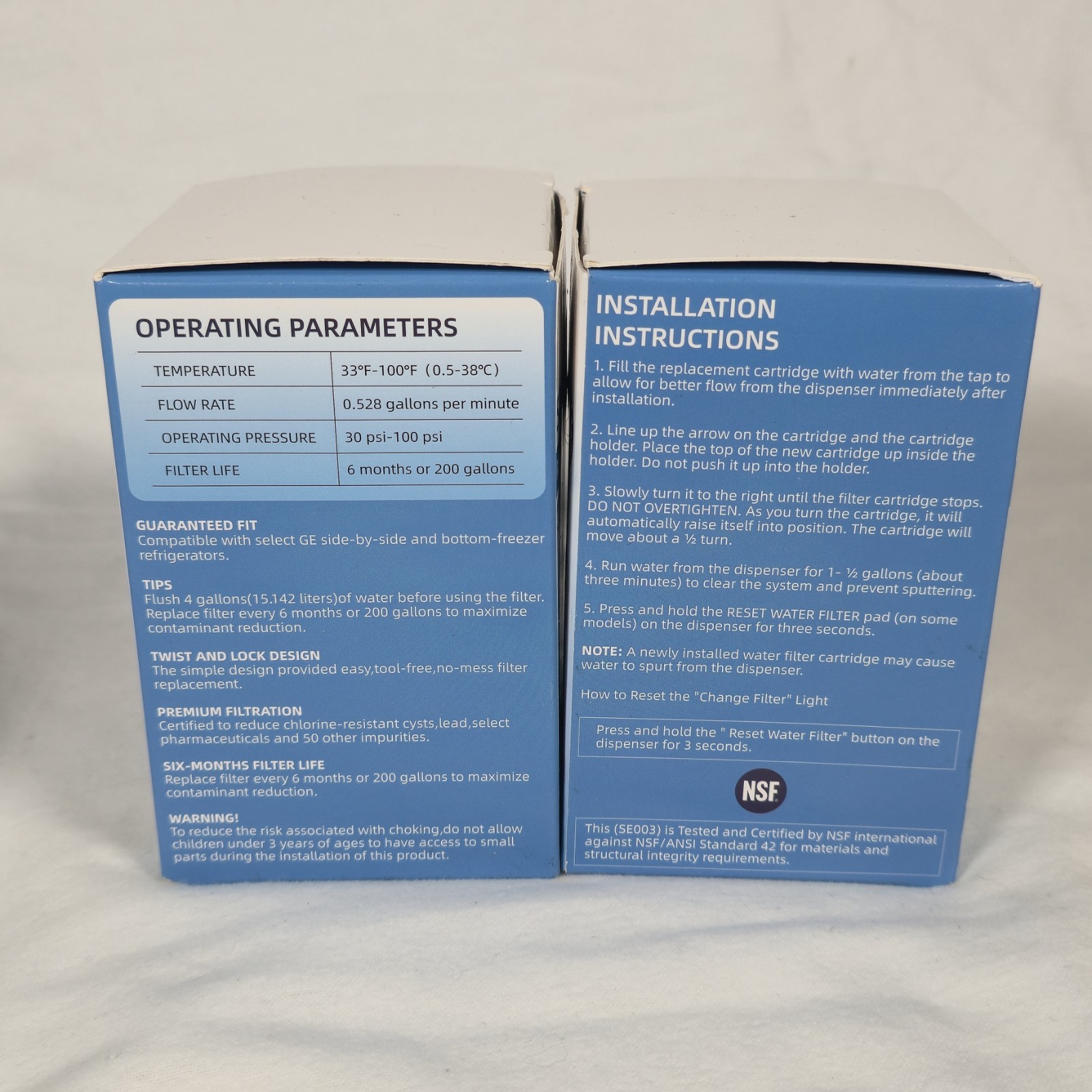 SETFEEL SE003 For GE MWF MWFP/A HDX FMG-1 GWF Refrigerator Water/Ice Filter 2pk