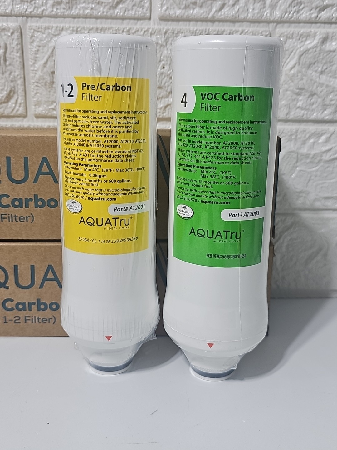 2 Aquatru Replacement water Filters Countertop Reverse Osmosis stages 1-2 And 4