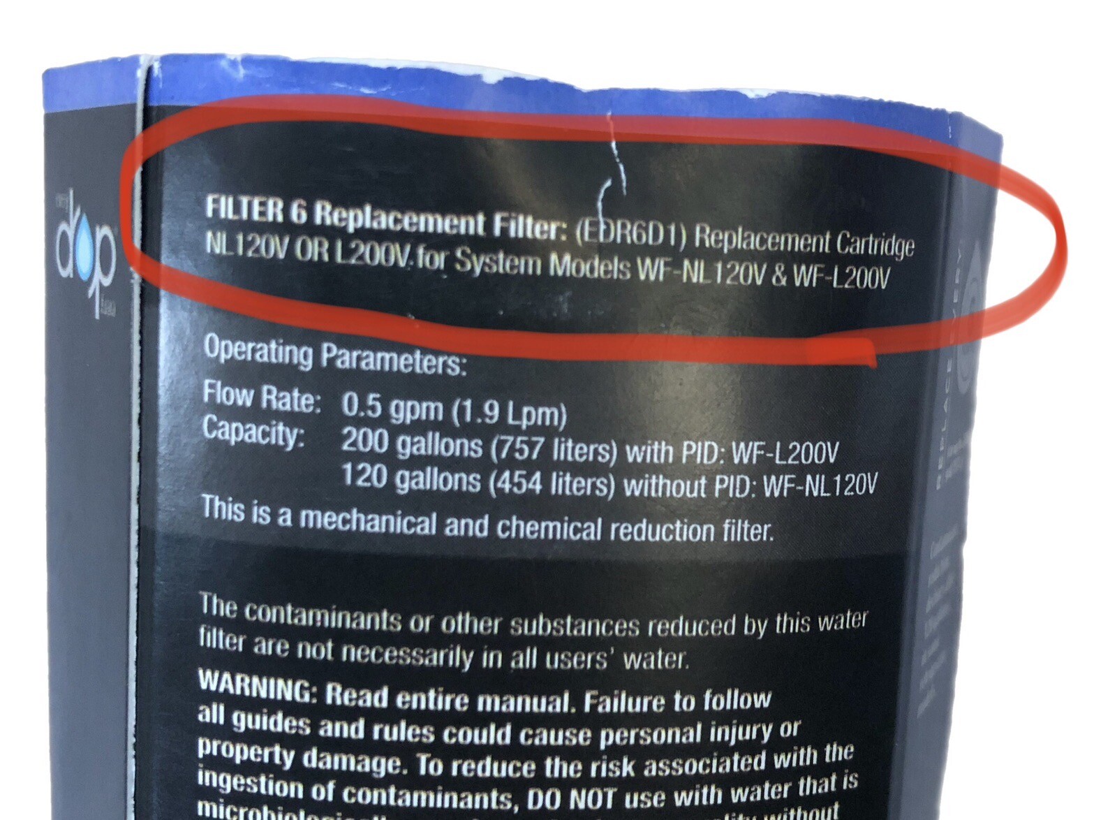 Everydrop Ice Water Refrigerator Filter 6 EDR6D1 Whirlpool 9 Contaminate Reducer