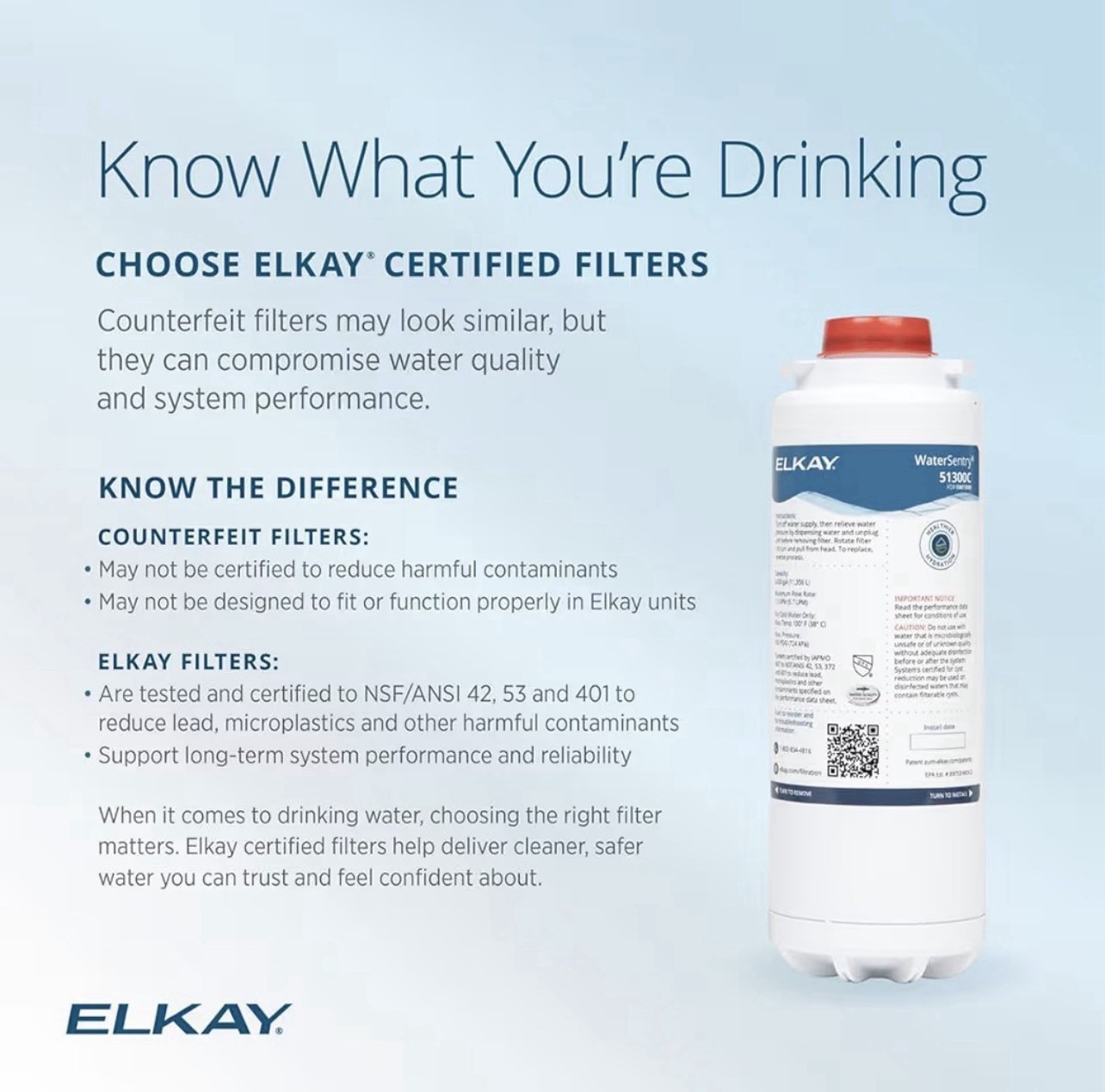 Elkay WaterSentry 51300C Water Filter Cartridge 3000 Gal
