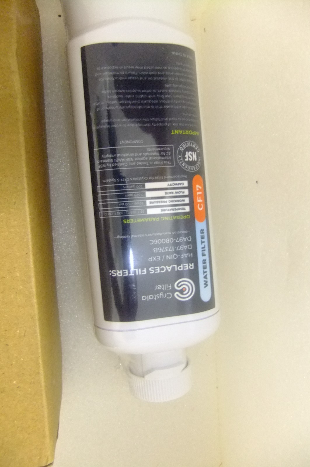 Crystals Water Filter CF17 2 NEW IN BOX, 1 OPEN BOX SEALED, 1 OPEN BOX UN SEALD