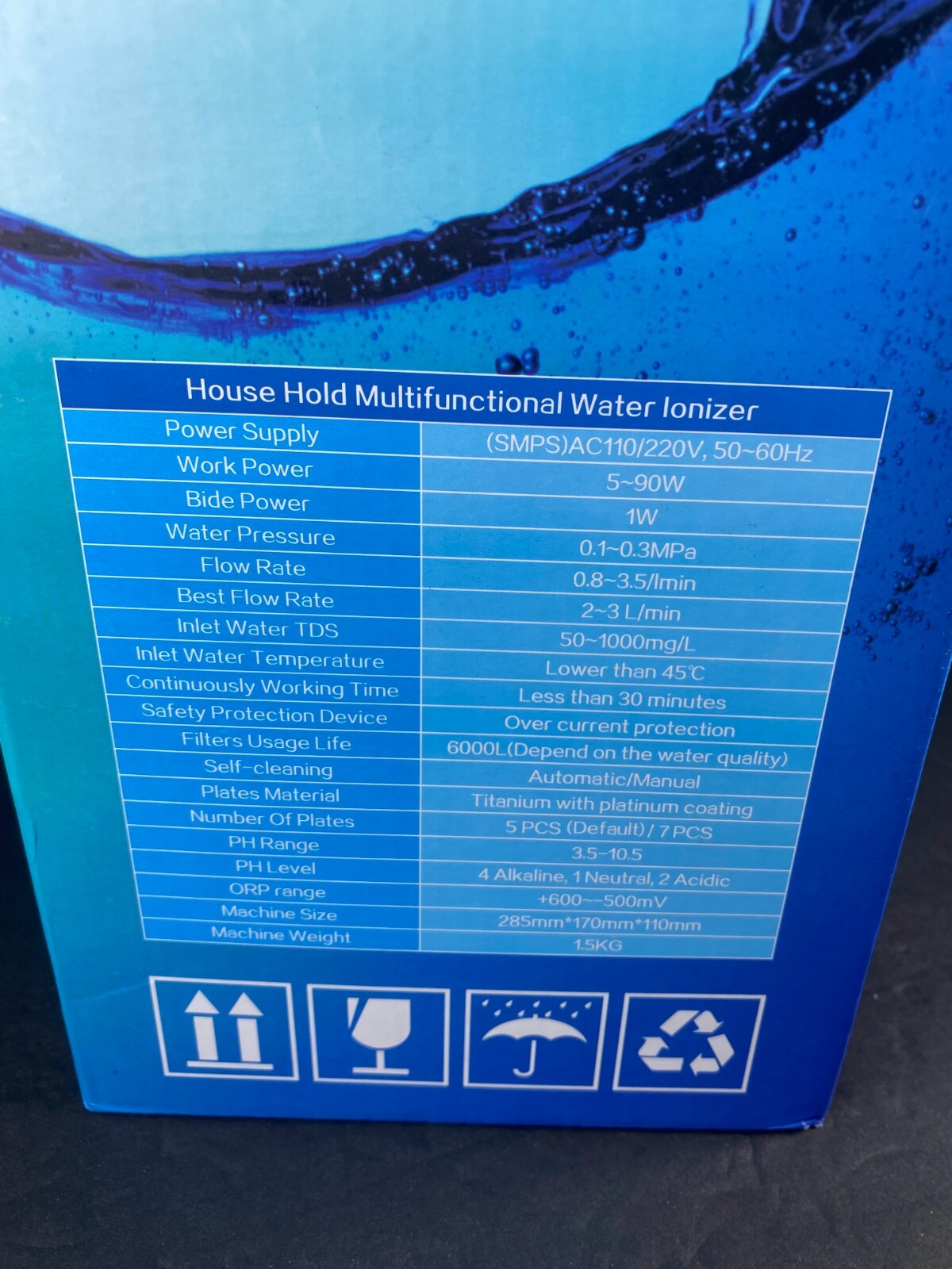 Alkaline Water Ionizer Machine Hydrogen Water Purifier pH4-10.5 Water Filter