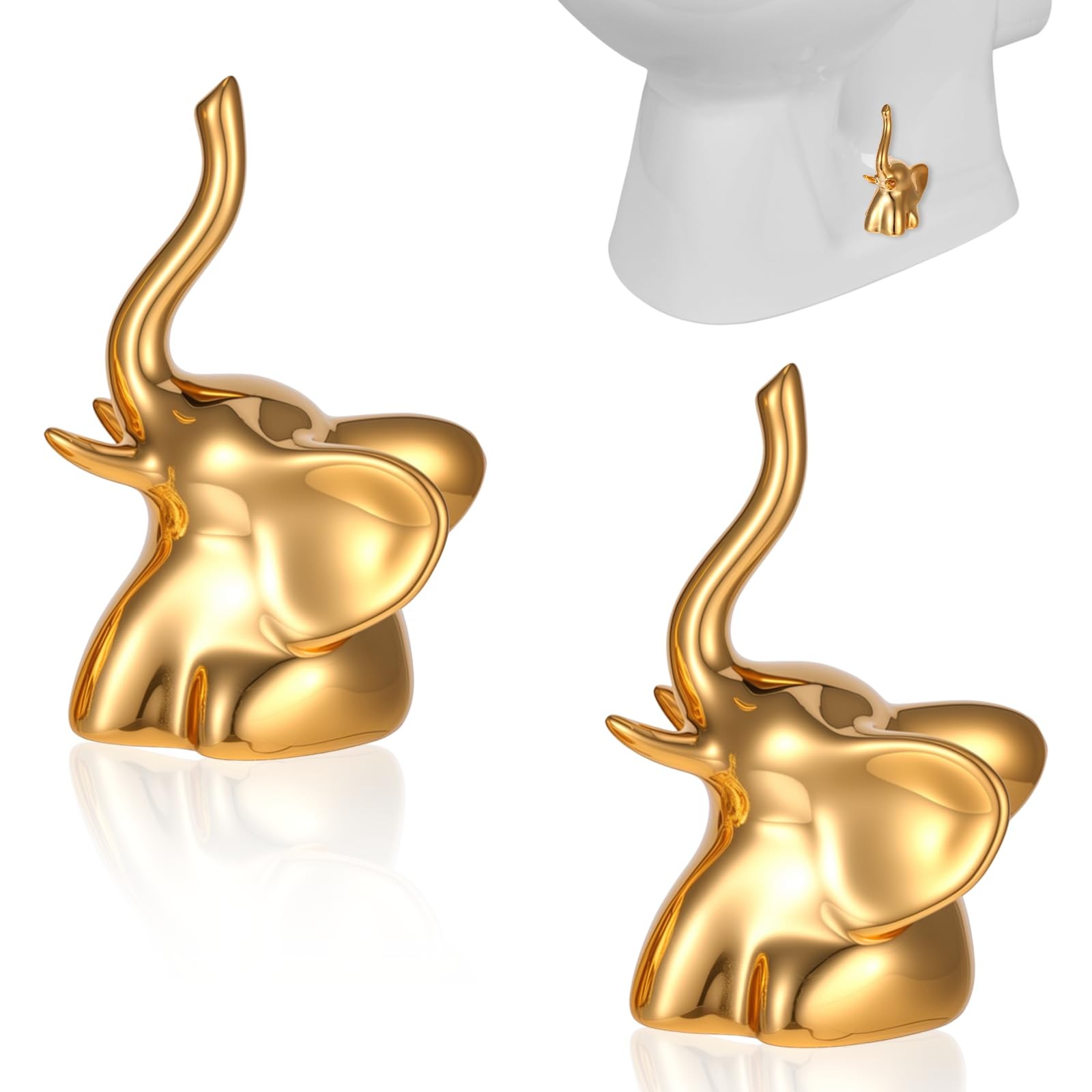 2Pcs Toilet Bolt Covers Decorative Gold Ceramic 3.46in (H) x 1.97in (D), gold