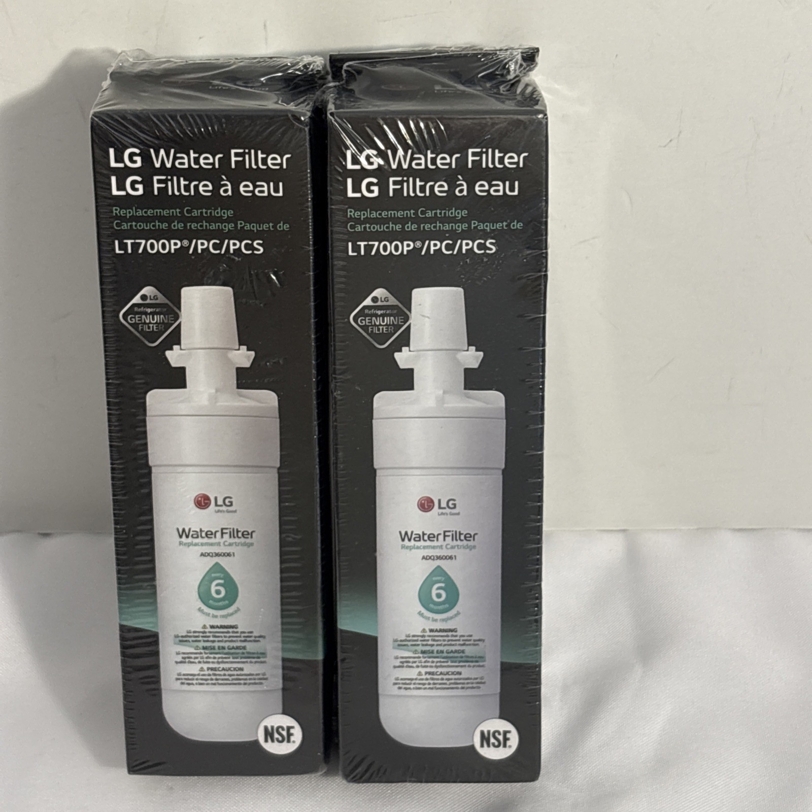 LG LT700P Refrigerator Replacement Water Filter ADQ36006101 (Lot of 2) New