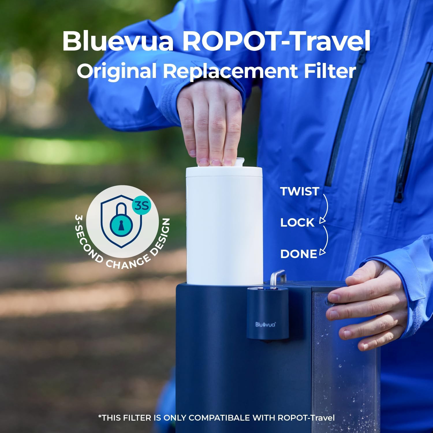 Bluevua 5-IN-1 RO Filter, Replacement for Ro100Ropot-Travel Countertop Reverse O