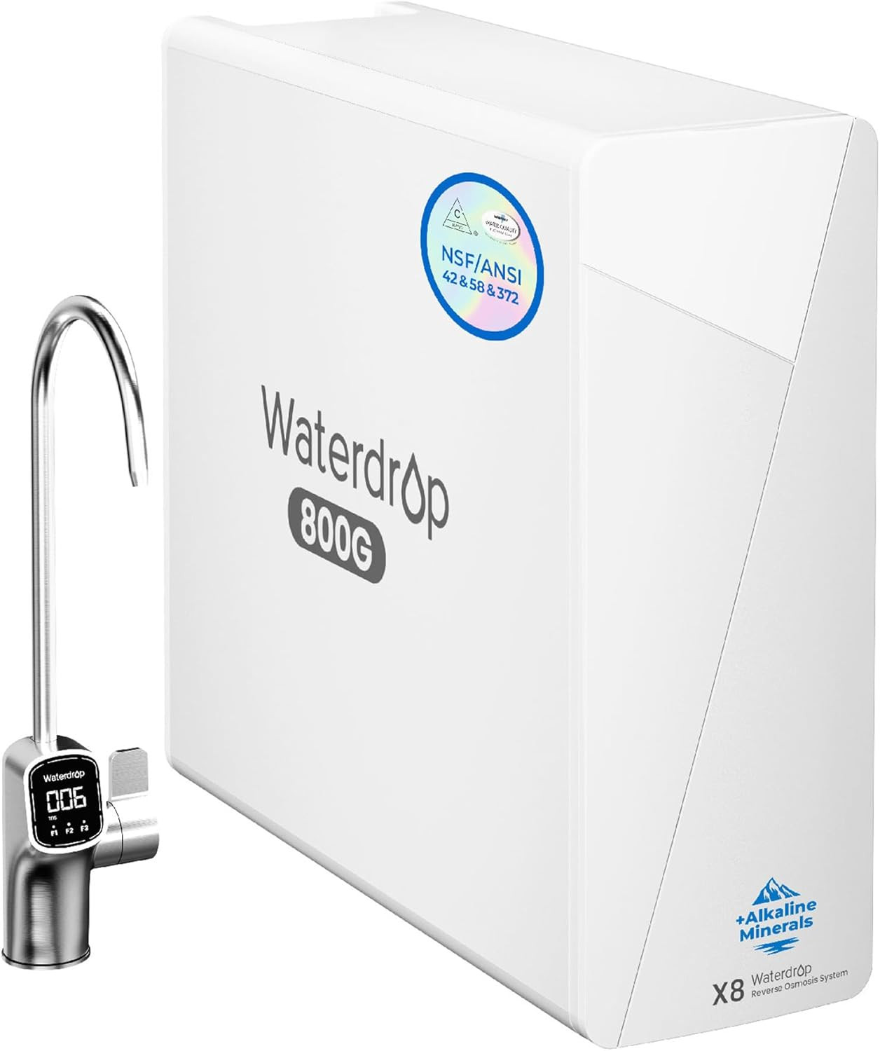 X8-WAN Alkaline Mineral Tankless Reverse Osmosis System, NSF/ANSI 42&58&372 Cert