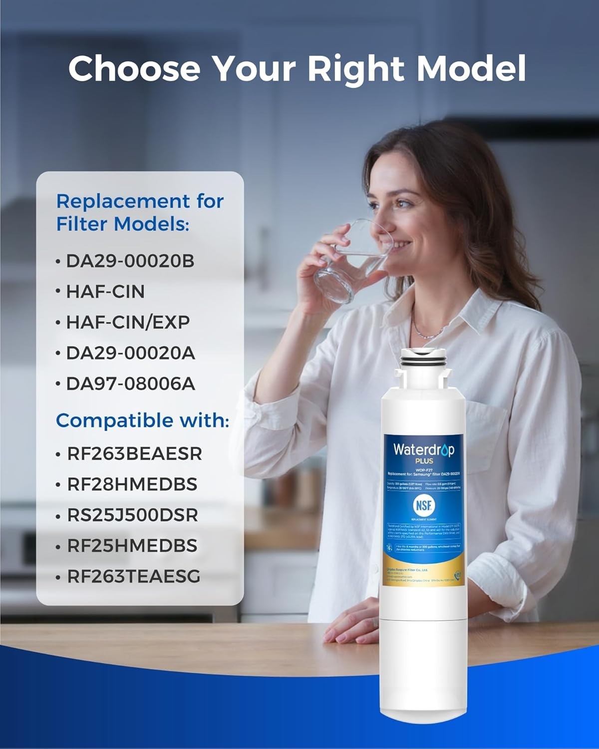 3 Pack Refrigerator Water Filter Compatible with Multiple Samsung Models