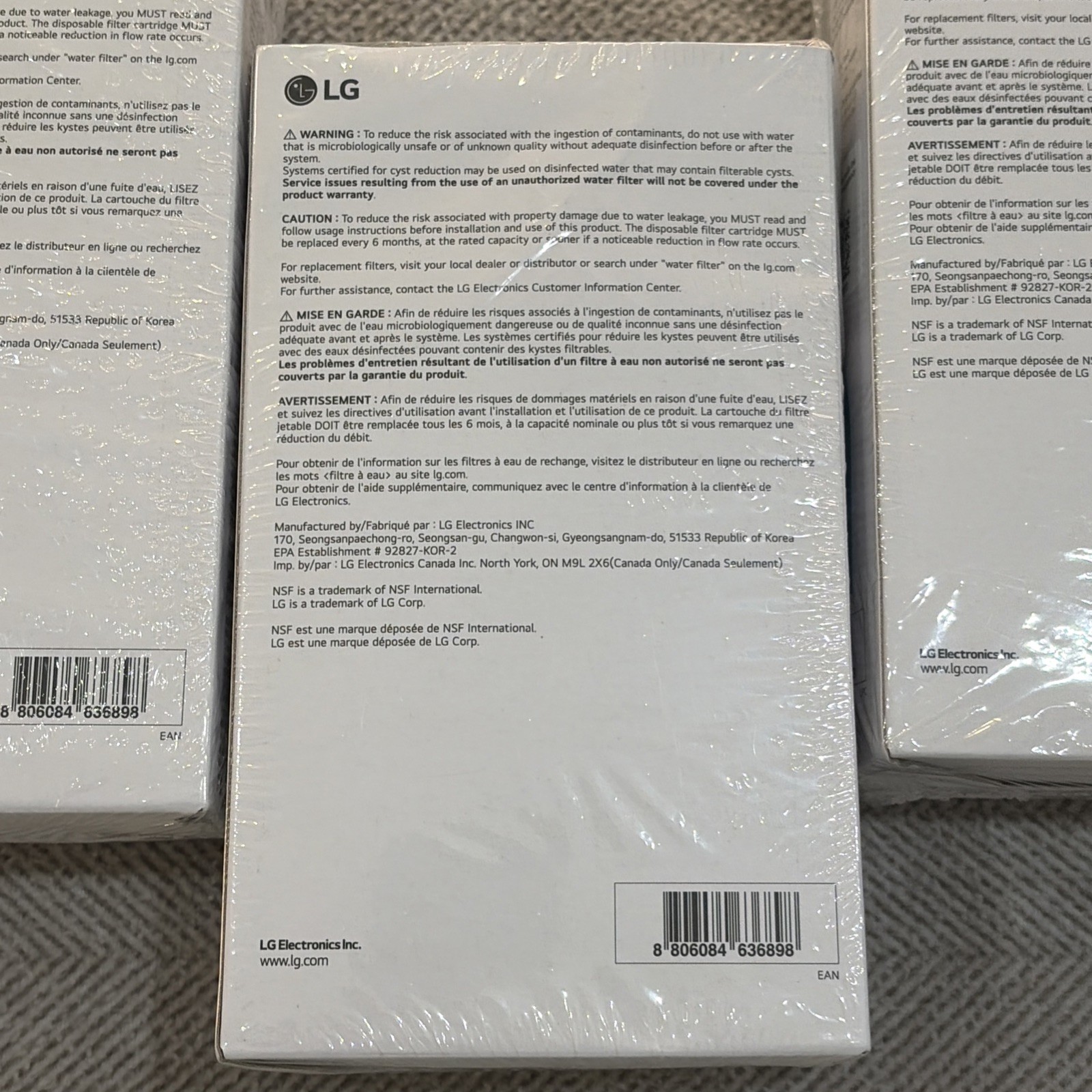 2 Pk X3 (6 Total) Genuine LG LT1000P2 Replacement Water Filters – New, Sealed