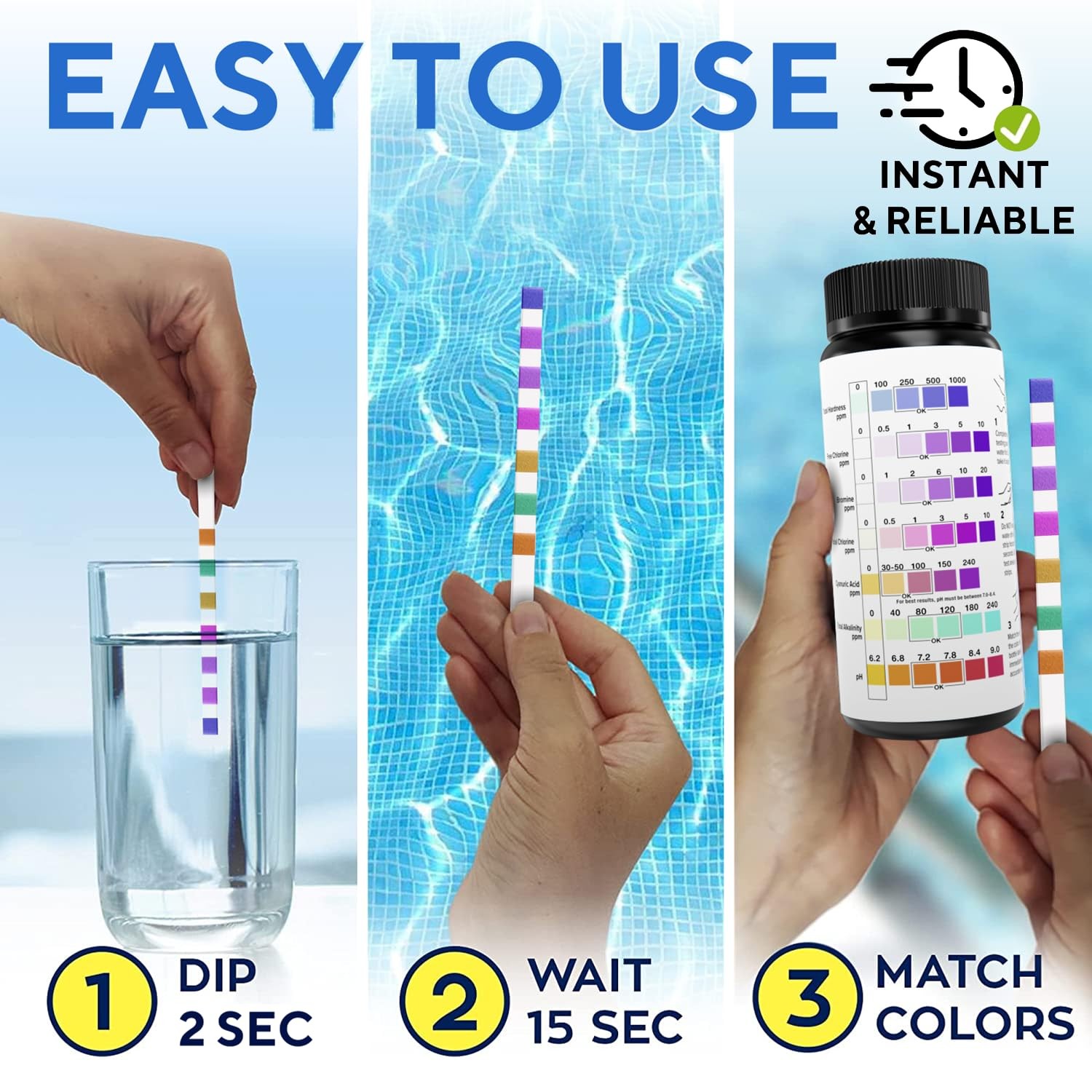 7-in-1 Accurate Pool Test Strips – 150 Hot Tub Spa – Quick Pool…