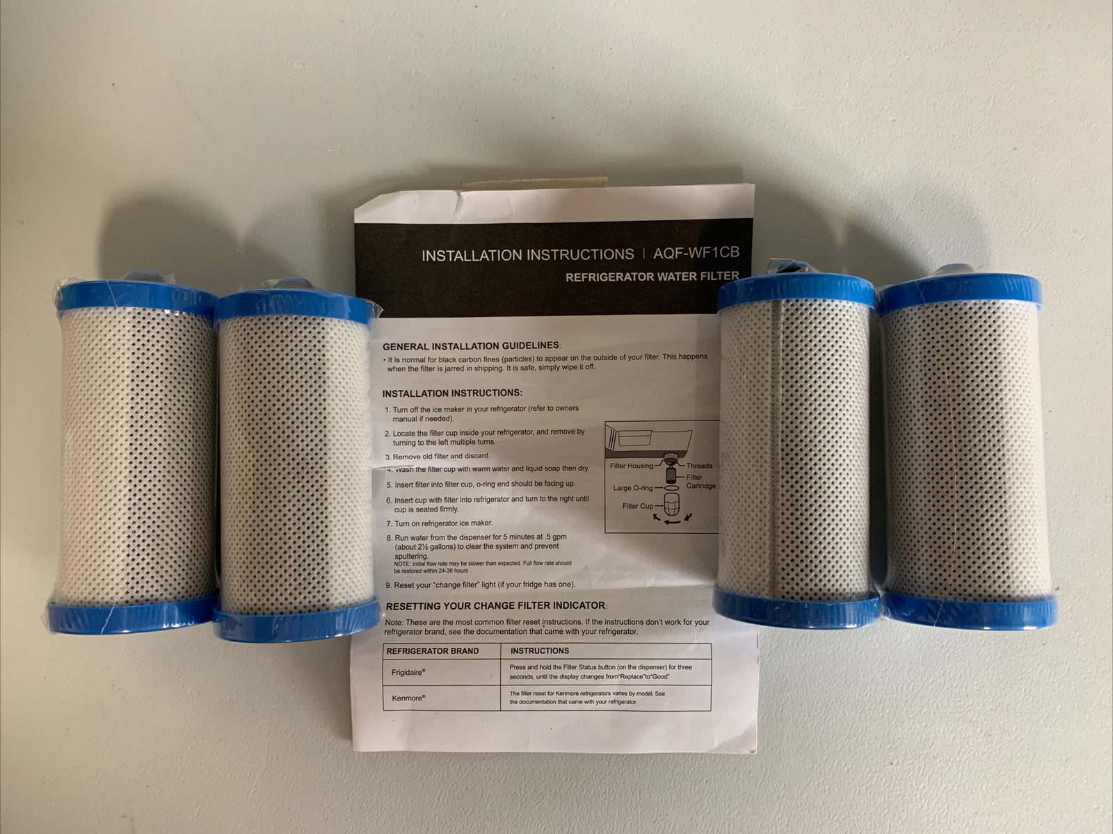 4 AQUA CREST Refrigerator Water Filters AQF-WF1CB Replaces Frigidaire Kenmore