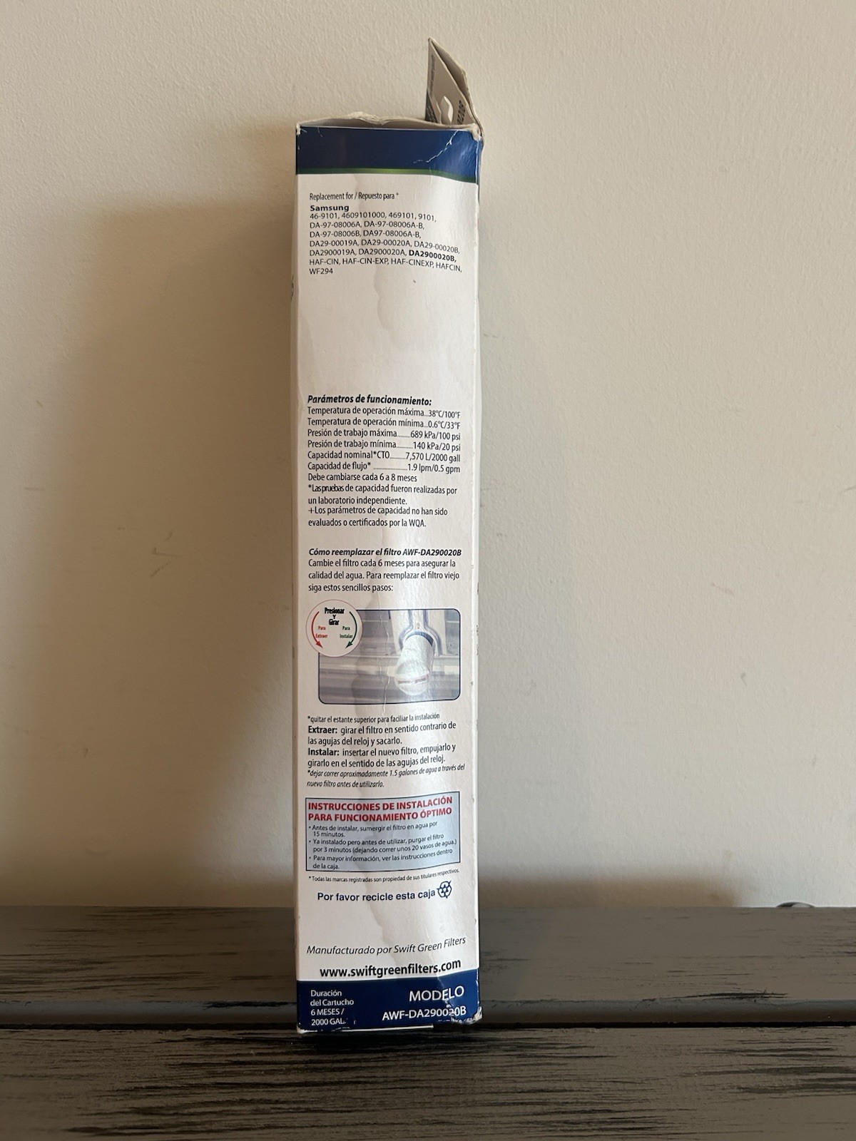 Aquarius AWF-DA290020B Samsung Refrigerator Water Filter