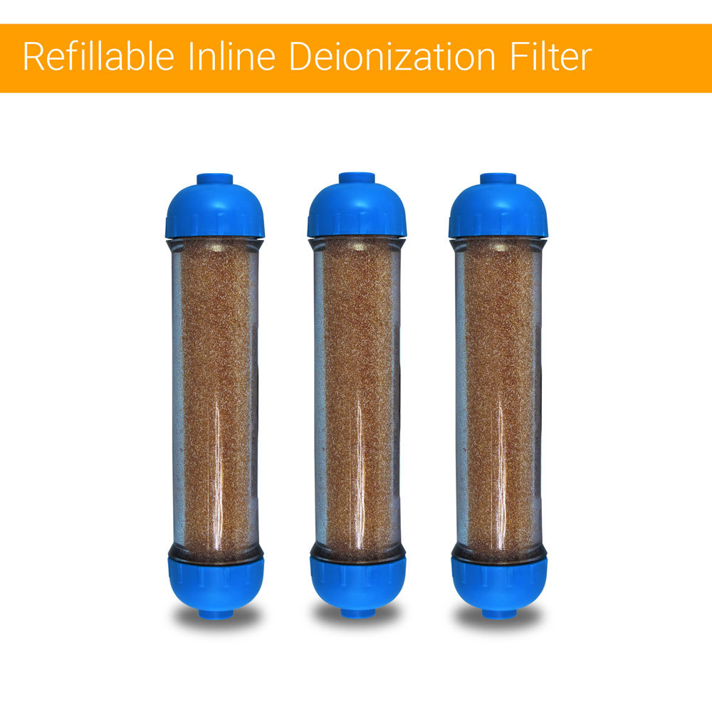 3x Mixed Bed Ion Exchange Resin 0 PPM Demineralization Filter Refillable Housing