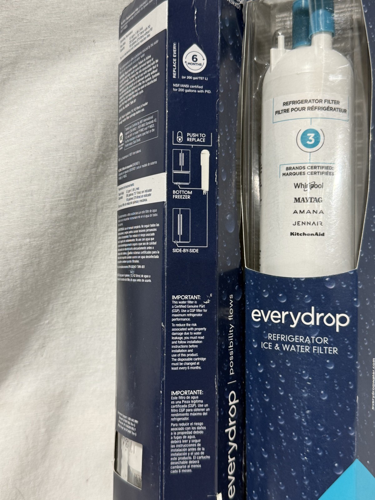 NEW SEALED 2 PC EveryDrop ΕDR3RXD1 No. 3 Ice & Water Refrigerator Filter