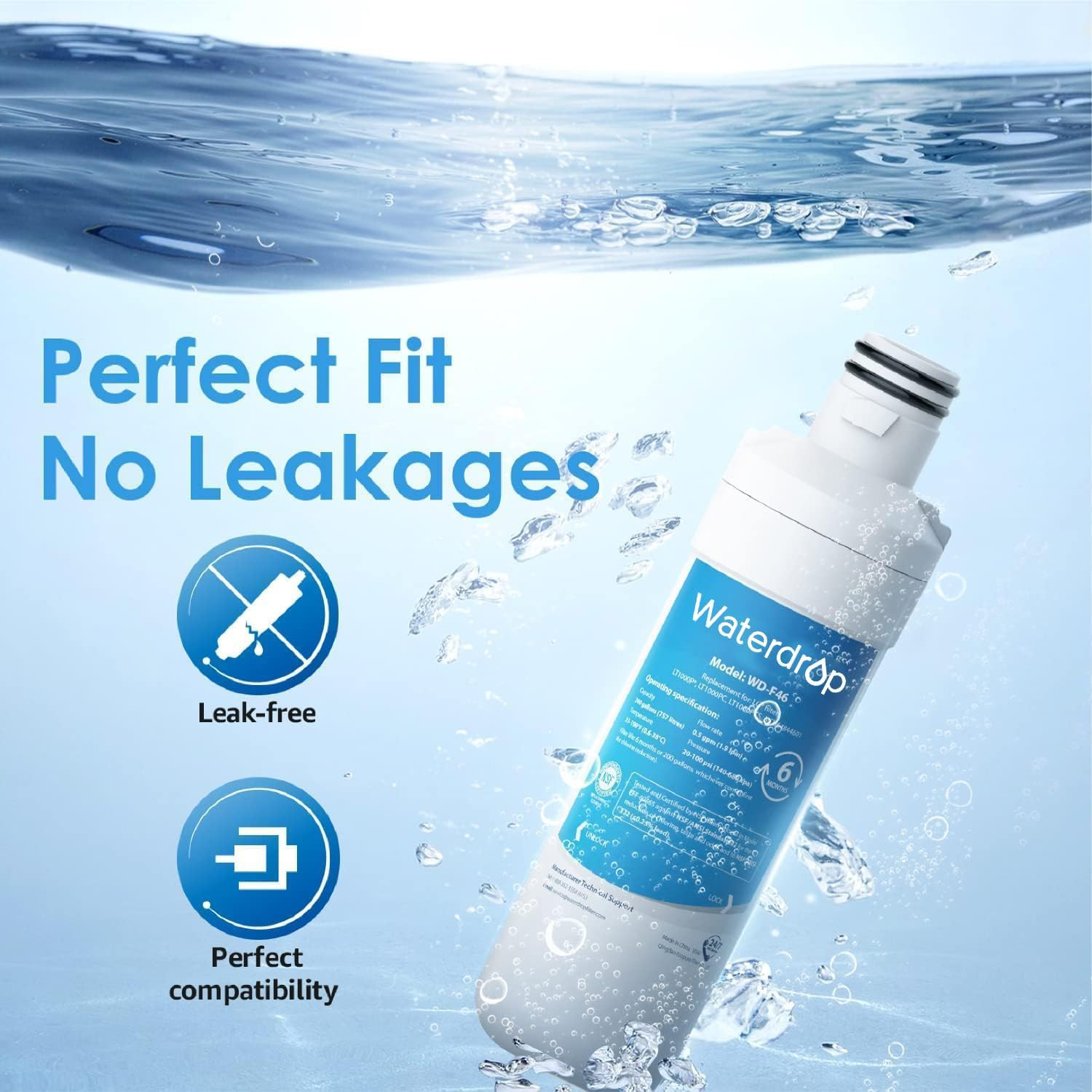 Waterdrop ADQ747935 LT1000PC Replacement for LG® LT1000P®/PC/PCS Thinq® Refriger