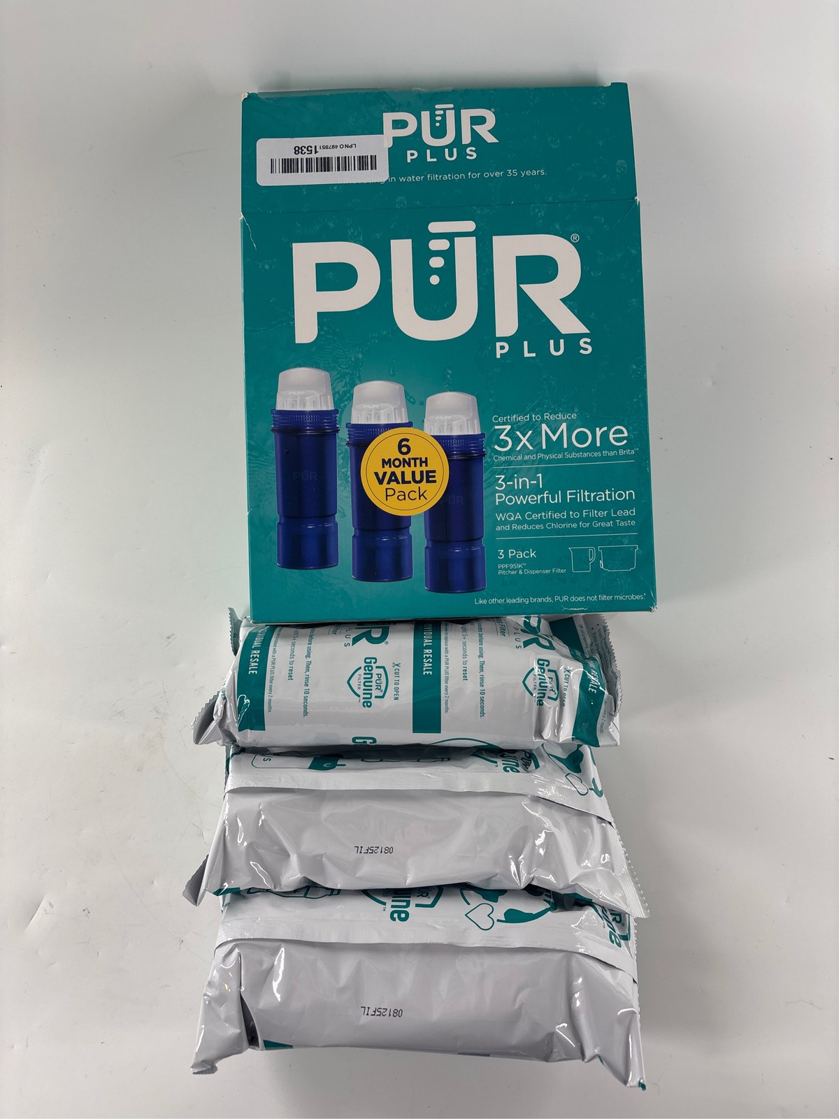 Water Filter Replacement for Pitchers & Dispensers, 6-Month Supply, 3 Count, Blu