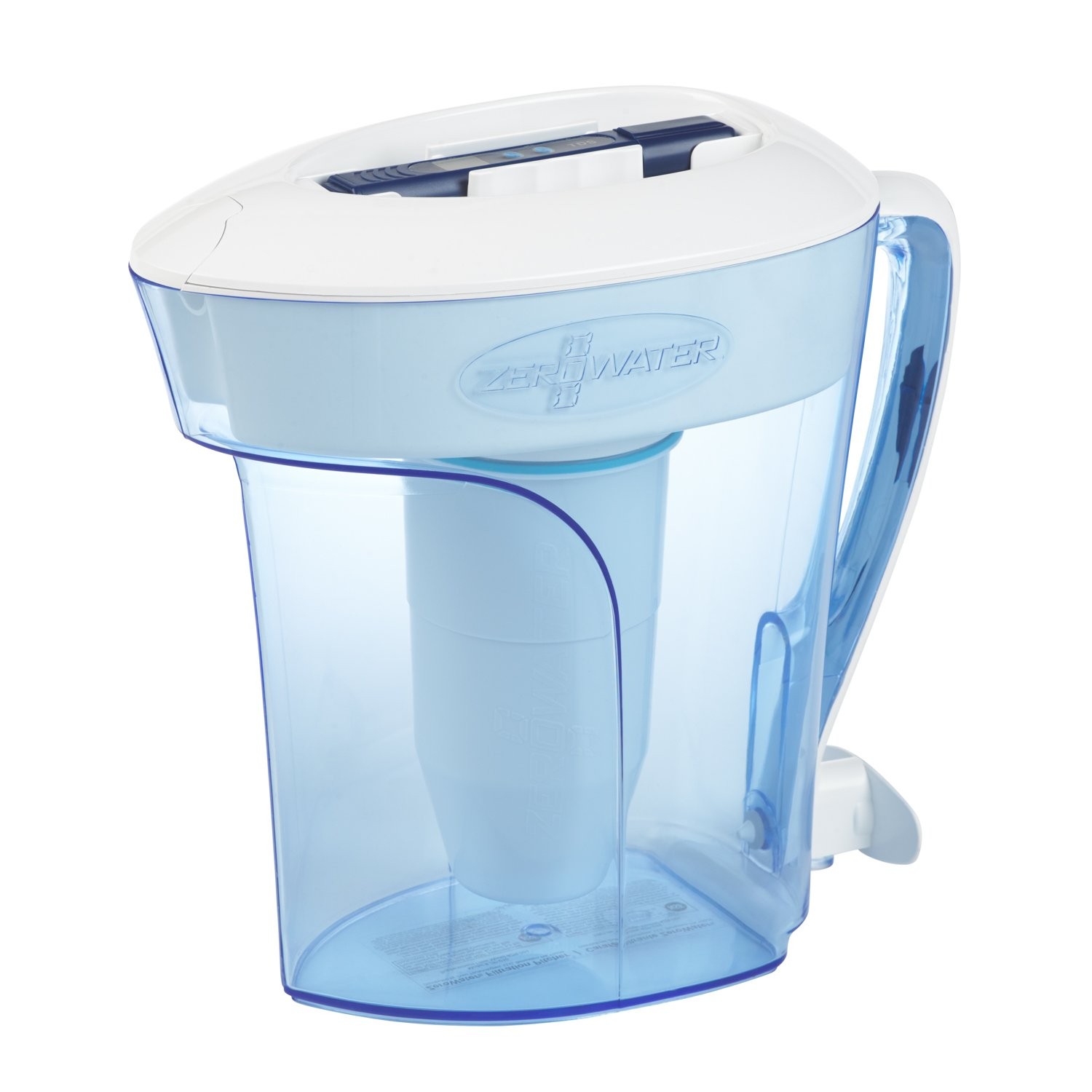 ZeroWater 10-Cup Ready-Pour 5-Stage Water Filter 10-Cup, Blue and White