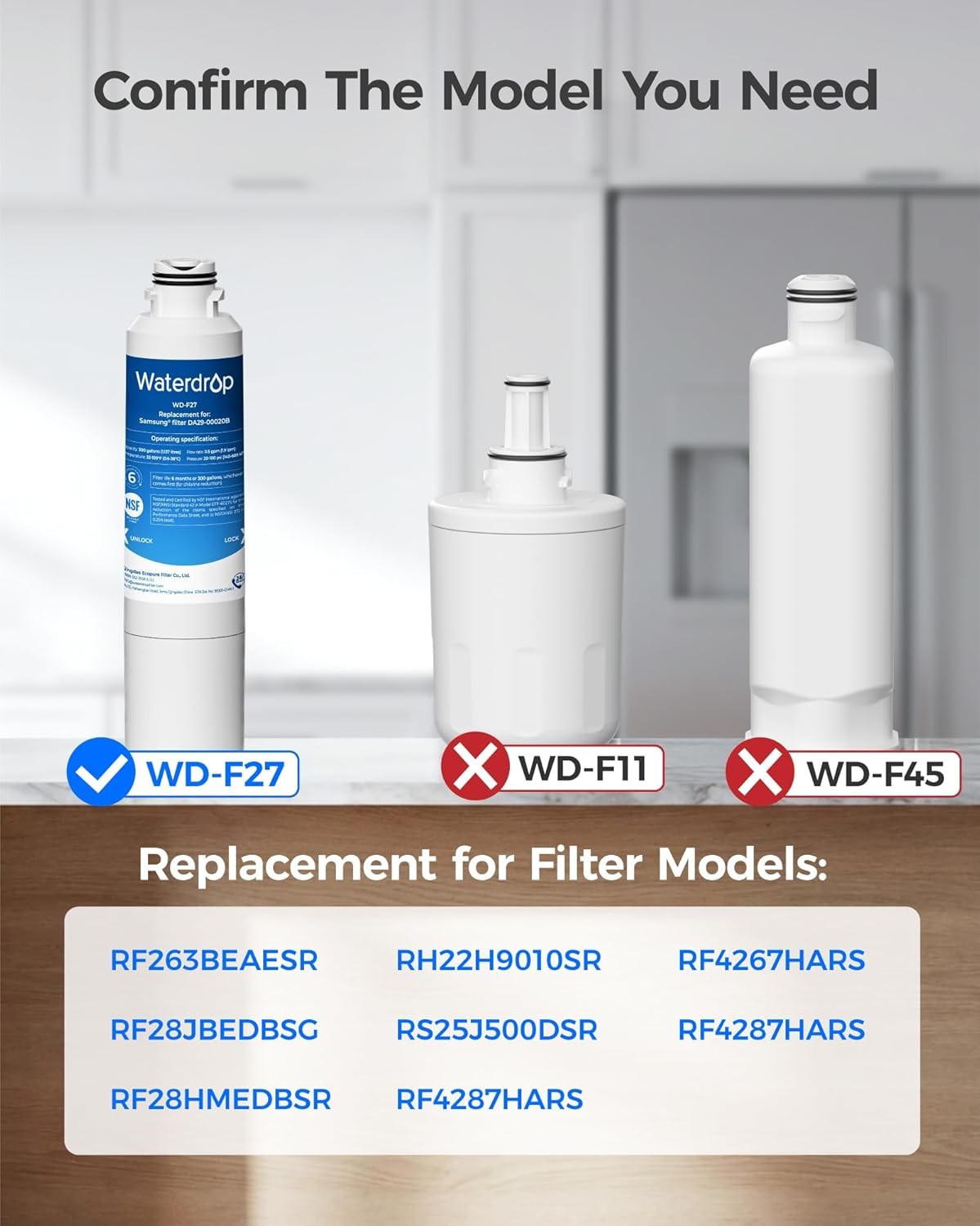 Waterdrop DA29-00020B Refrigerator Water Filter, Replacement for Samsung HAF-CIN