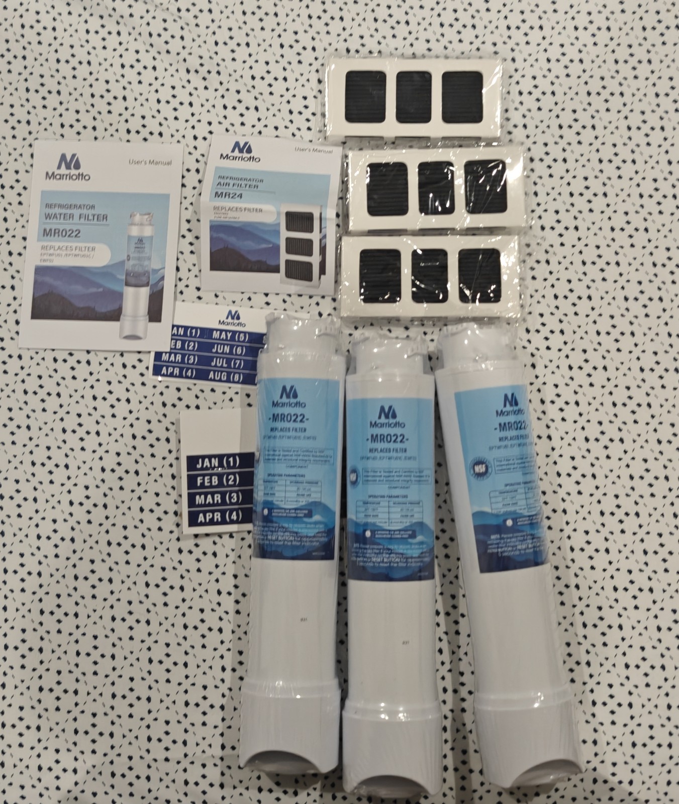 Marriotto MR022 Replacement Water Filter with Air Filter 3 Pack And Mr24 Filters