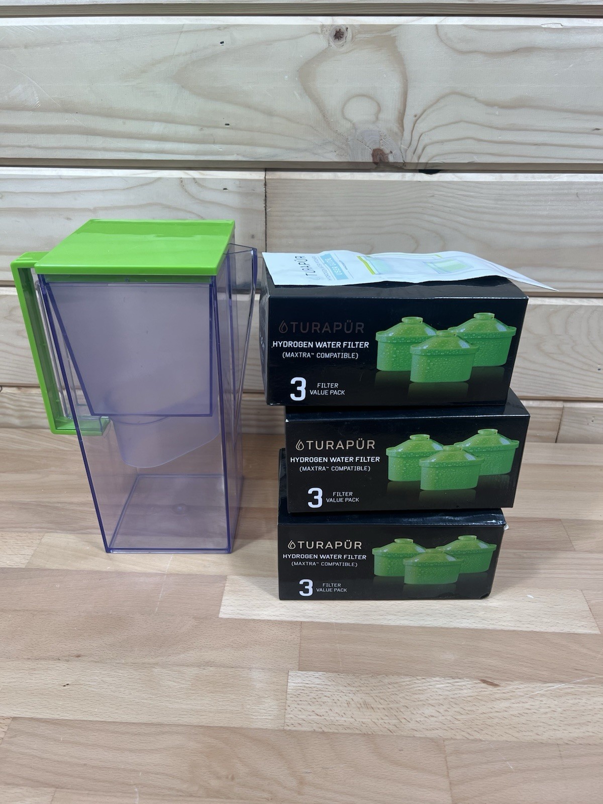 Turapur Hydrogen Water Filter Pitcher Green – Preowned + 9 New Filters In Box