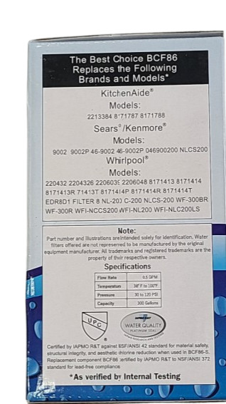 Best Choice BCF86 For Whirlpool 8171413 Water Filter Replacement **NEW** 6 Pack