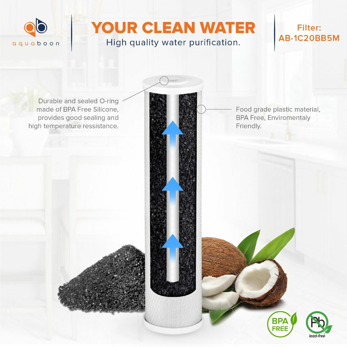 Aquaboon 5 Micron Big Blue 20″ x 4.5″ GAC, Carbon Block & Sediment Filters