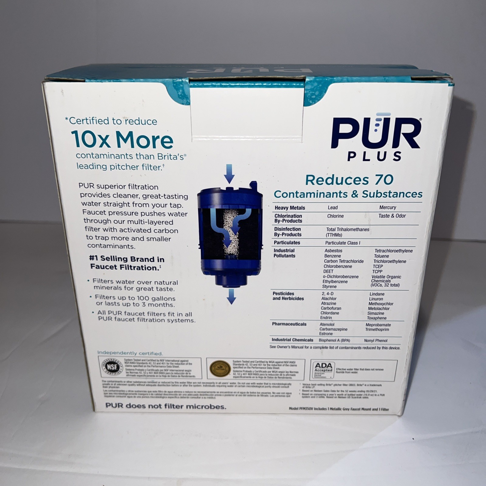 PUR PLUS Mineral Core Faucet Mt Water Filtration System Metallic Gray W/ Filter