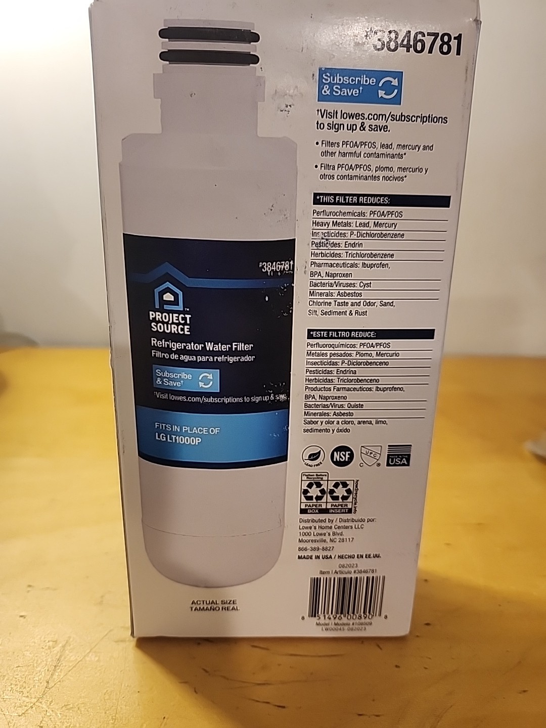 Project Source Twist-in Refrigerator Water Filter L-5-2 Fits LG LT1000P 2-Pack