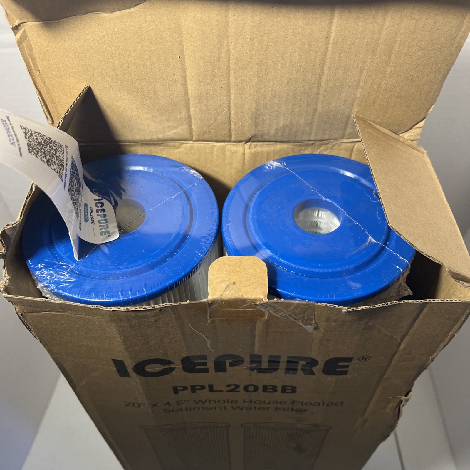 2PCS ICEPURE WHOLE HOUSE PLEATED SEDIMENT WATER FILTER REMOVES CHLORINE 20″X4.5″
