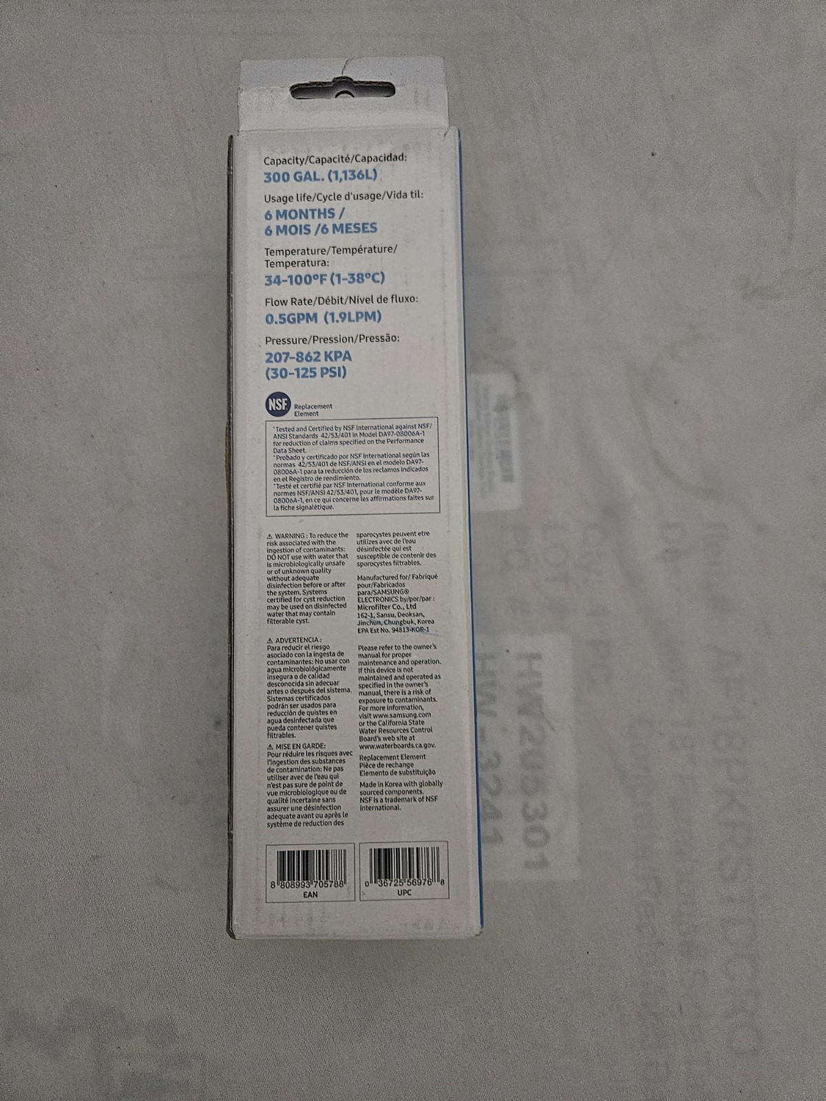 Samsung DA29-00020B HAF-CIN/EXP Refrigerator Ice Water Filter Da97-08006A-1