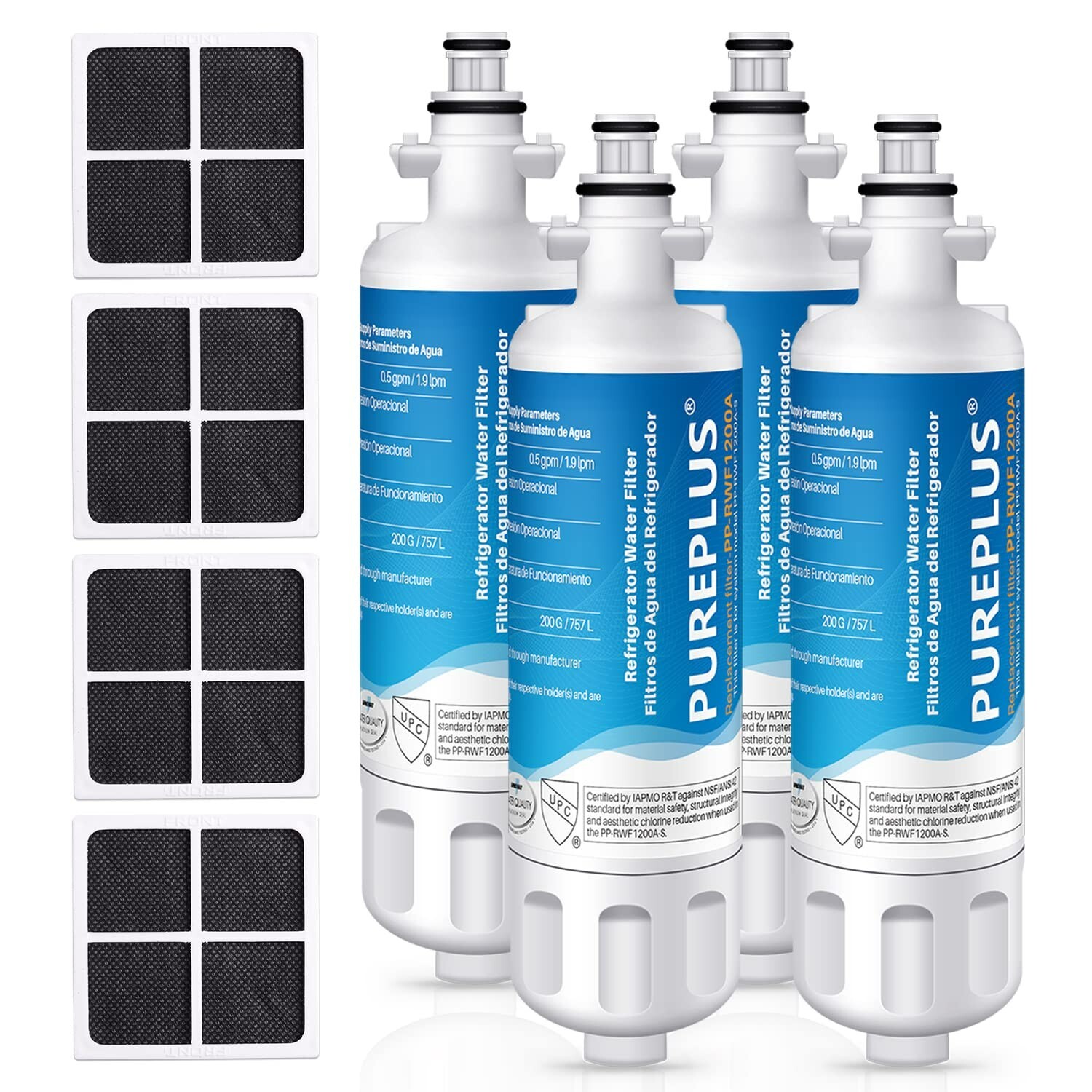 4 PACK Fit For LG Kenmore Elite 9690, ADQ360061 Water and Air Filter