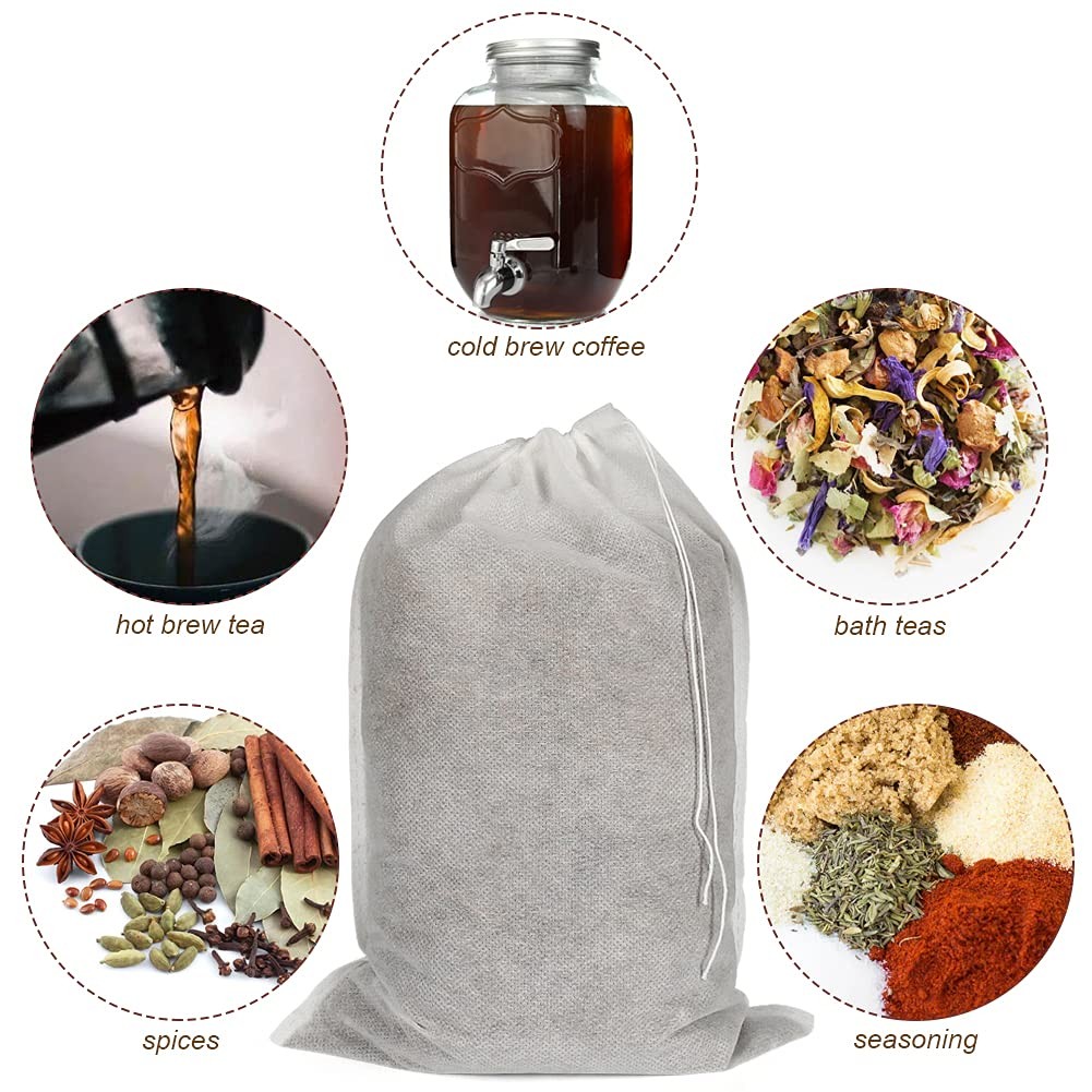 50pcs No Mess Large Cold Brew Bags, 8×12 inch Disposable inch, White