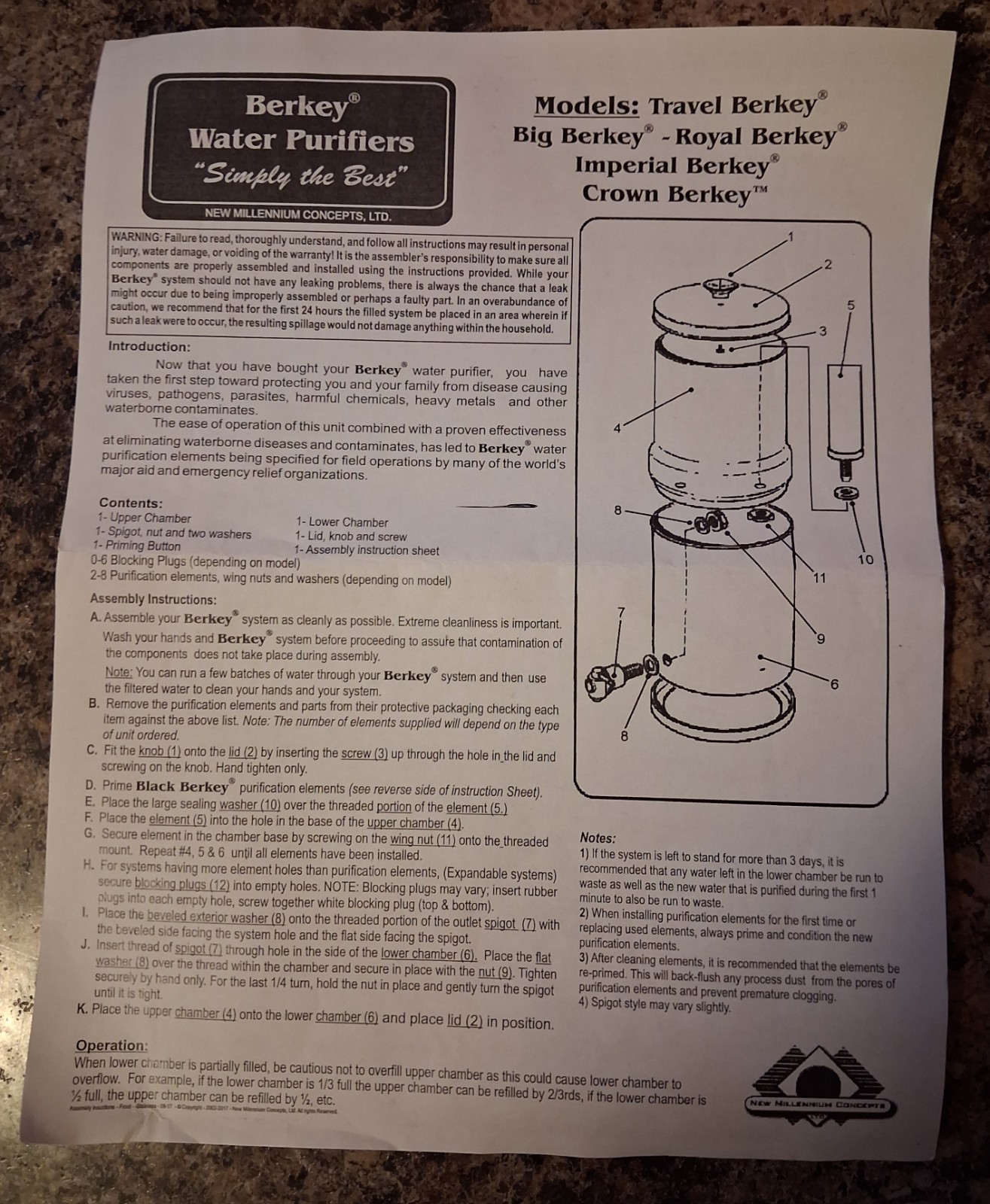 Royal Berkey Water 3.25 Gallon W/Filters-Stainless Steel Spigot-Stand-Papers ++