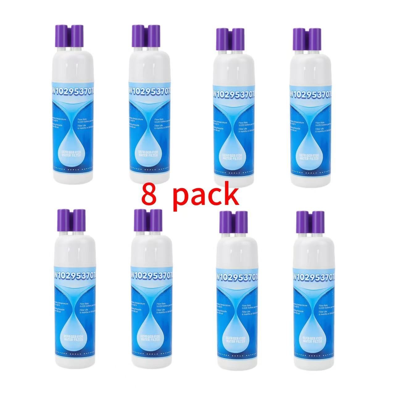 8 Pack 10295370A Refrigerator Water Filter Replace of WHR1RXD1,P8WB2L,KAD1RXD1M