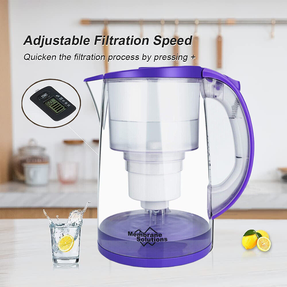 DP05 Water Filter Pitcher w/Filter,Long-Lasting 200gallons,Filtration Jug 12-Cup