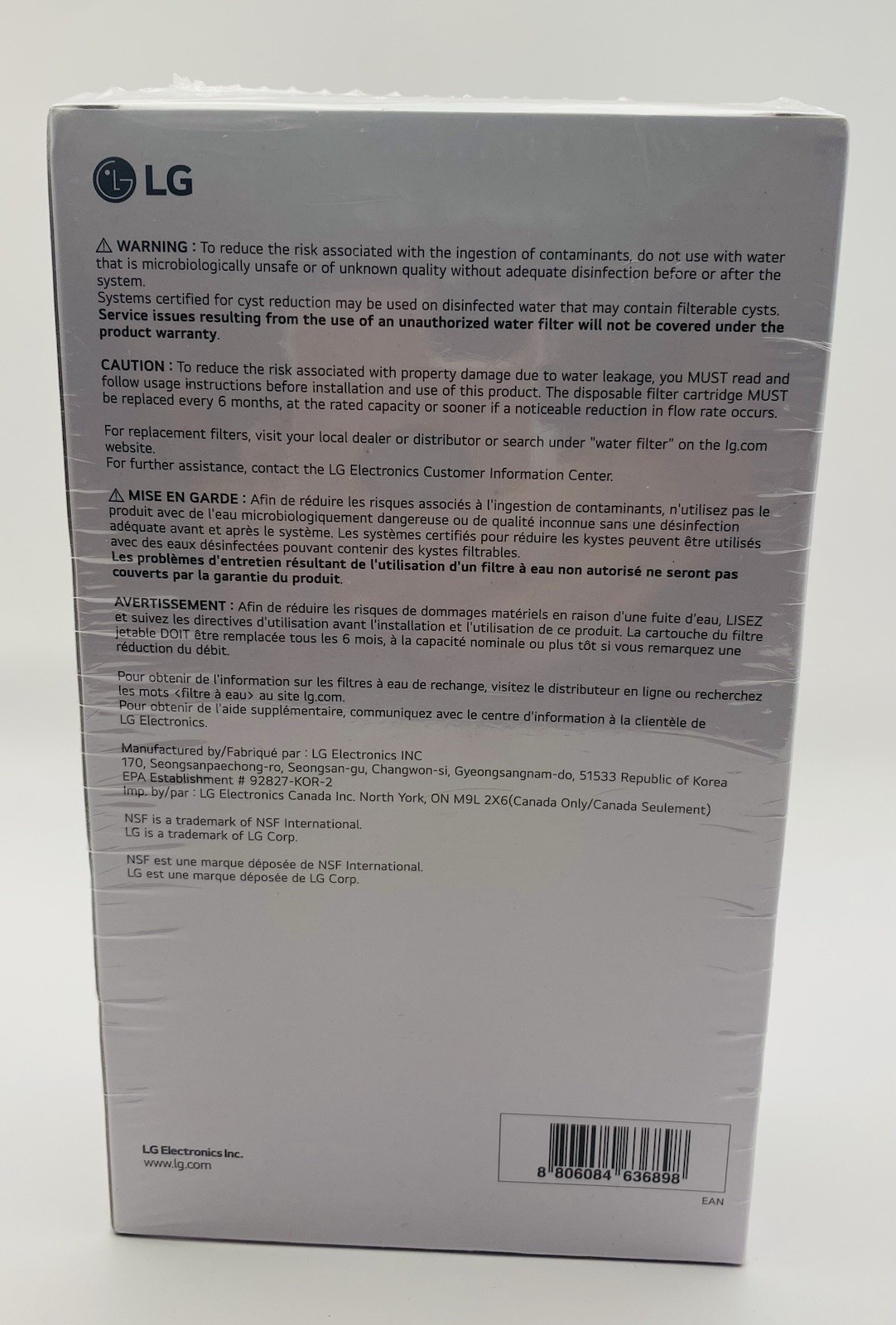 Genuine LG LT1000P2 Refrigerator Water Filter 2-Pack OEM Authentic Sealed – NEW